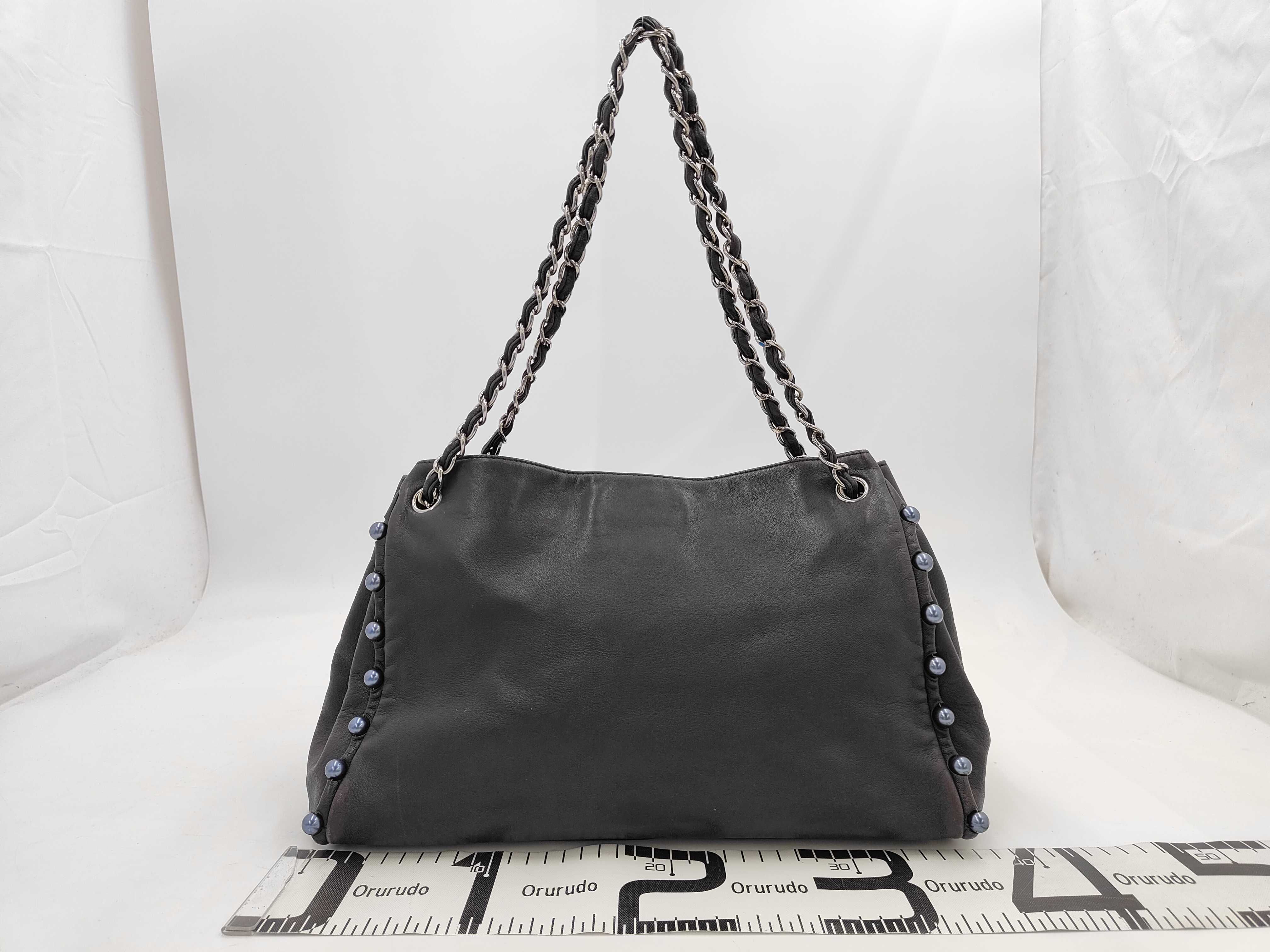 Lambskin Tote Bag, Dark Navy — view 2