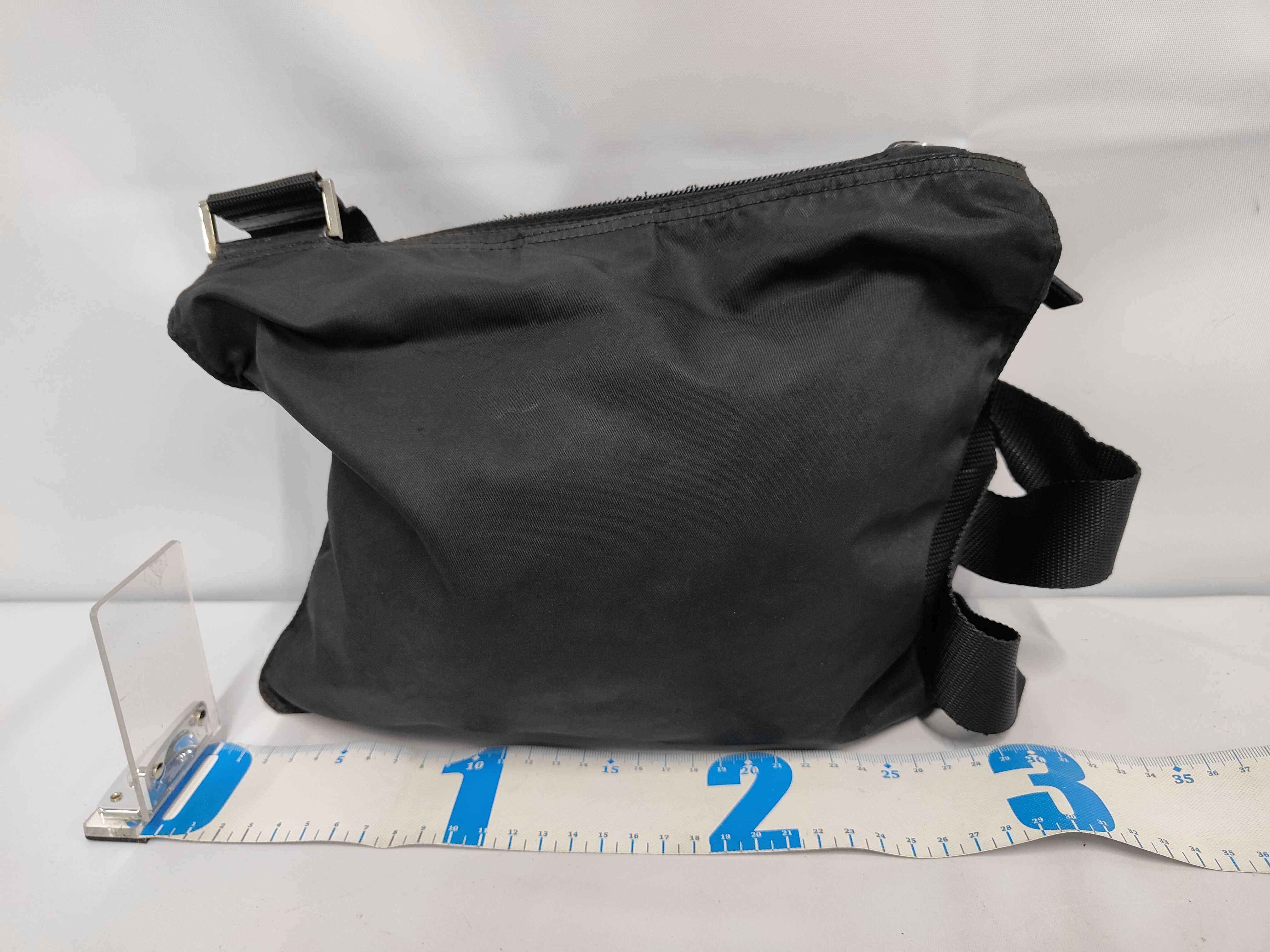 Tessuto Triangle Logo Plate Black Nylon Shoulder Bag (No White Tag) — view 2
