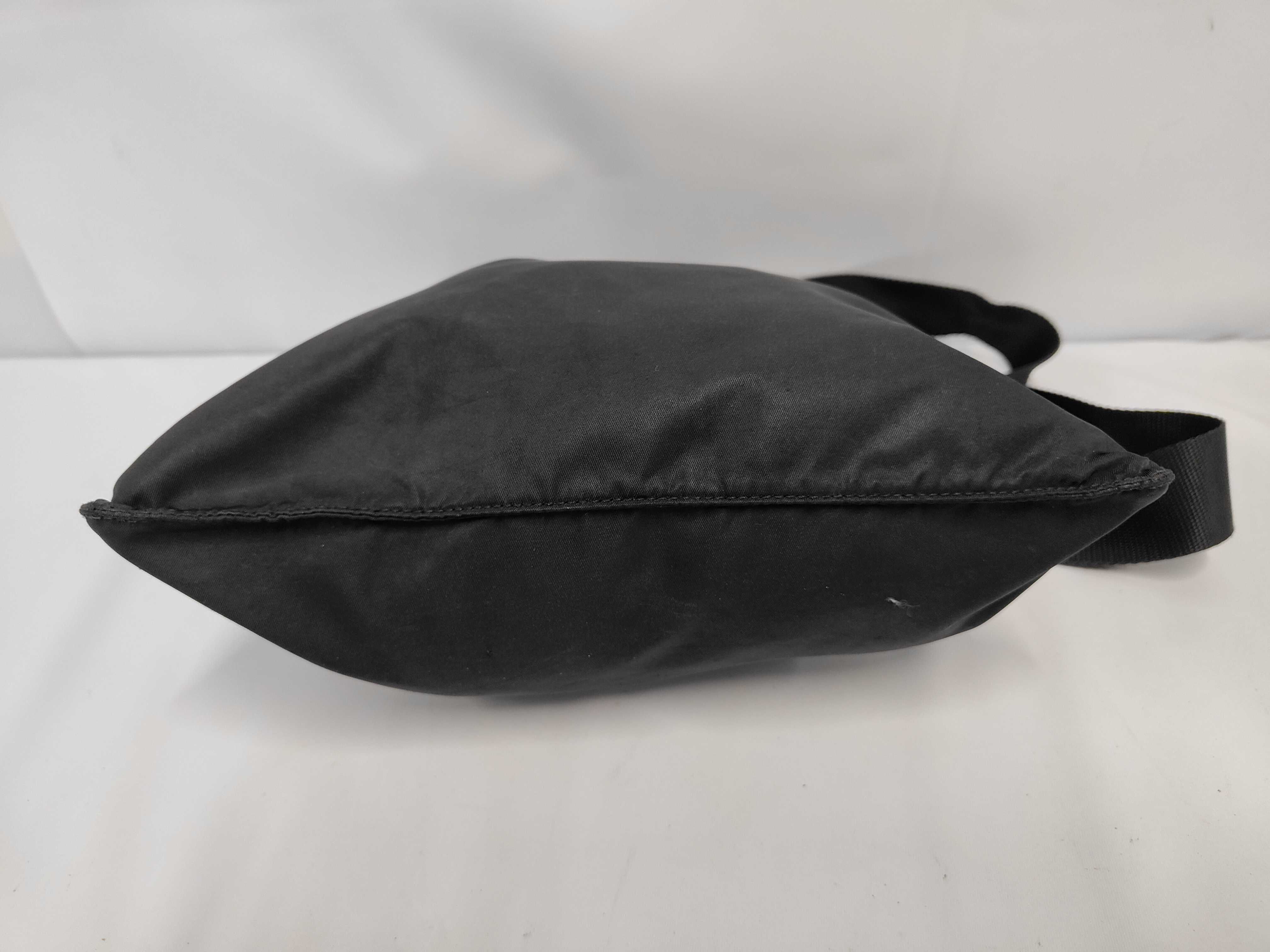 Tessuto Triangle Logo Plate Black Nylon Shoulder Bag (No White Tag) — view 3