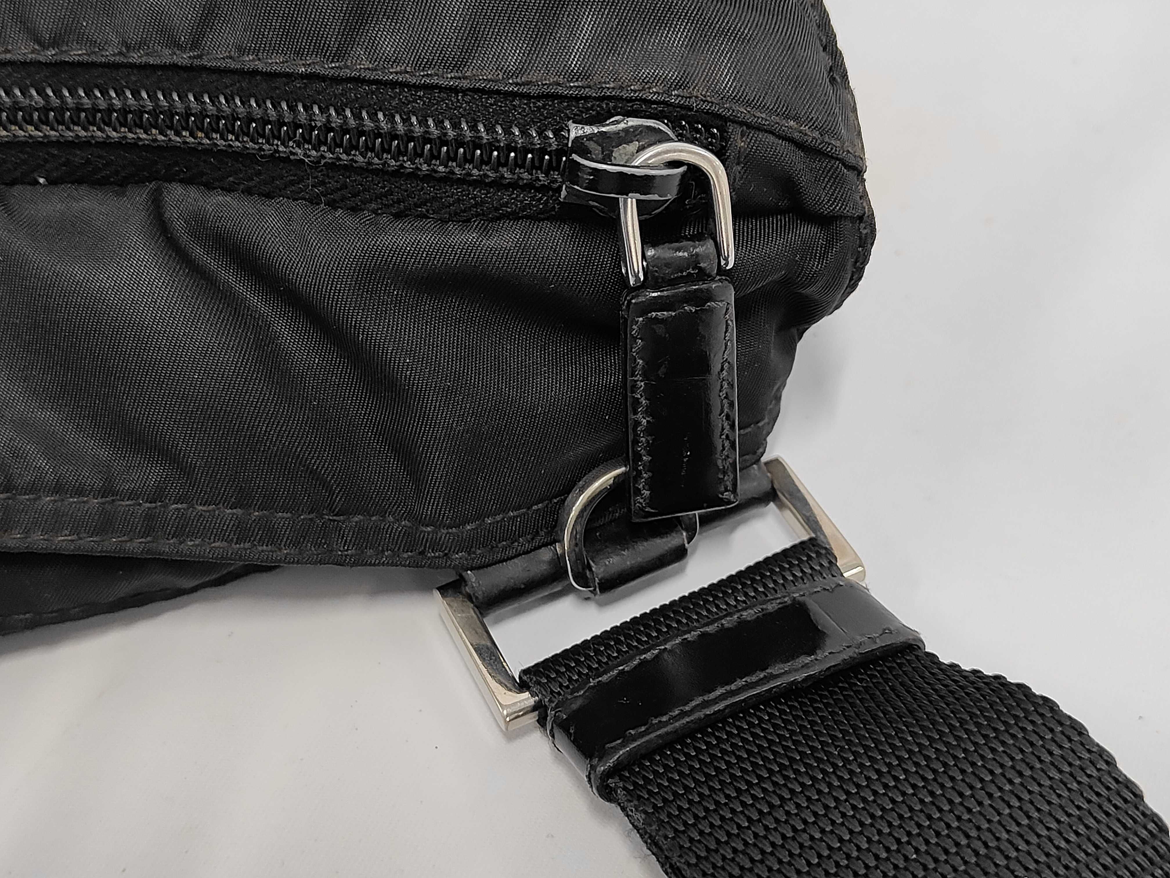 Tessuto Triangle Logo Plate Black Nylon Shoulder Bag (No White Tag) — view 7