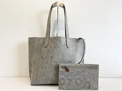 Sac Calimi MM ( L stamp) Felt Leather Tote Bag with Hand Pouch