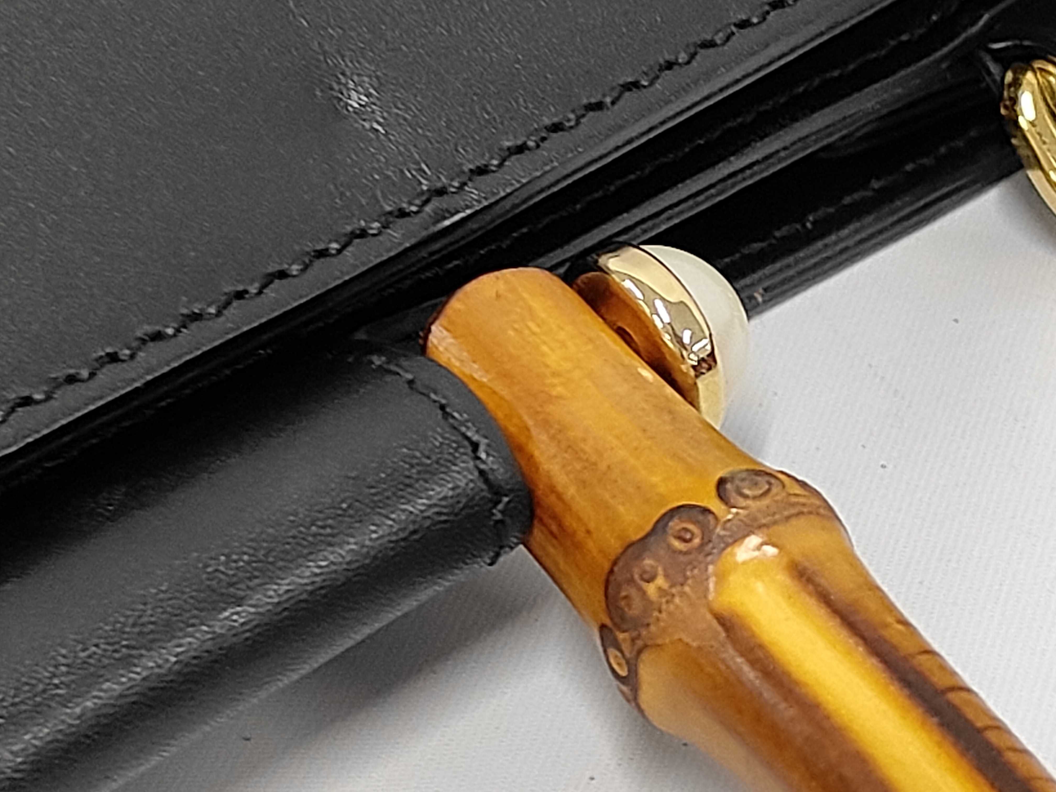 Web Nymphaea Bamboo Tote Bag, Black Calfskin Leather, Gold Hardware — view 8