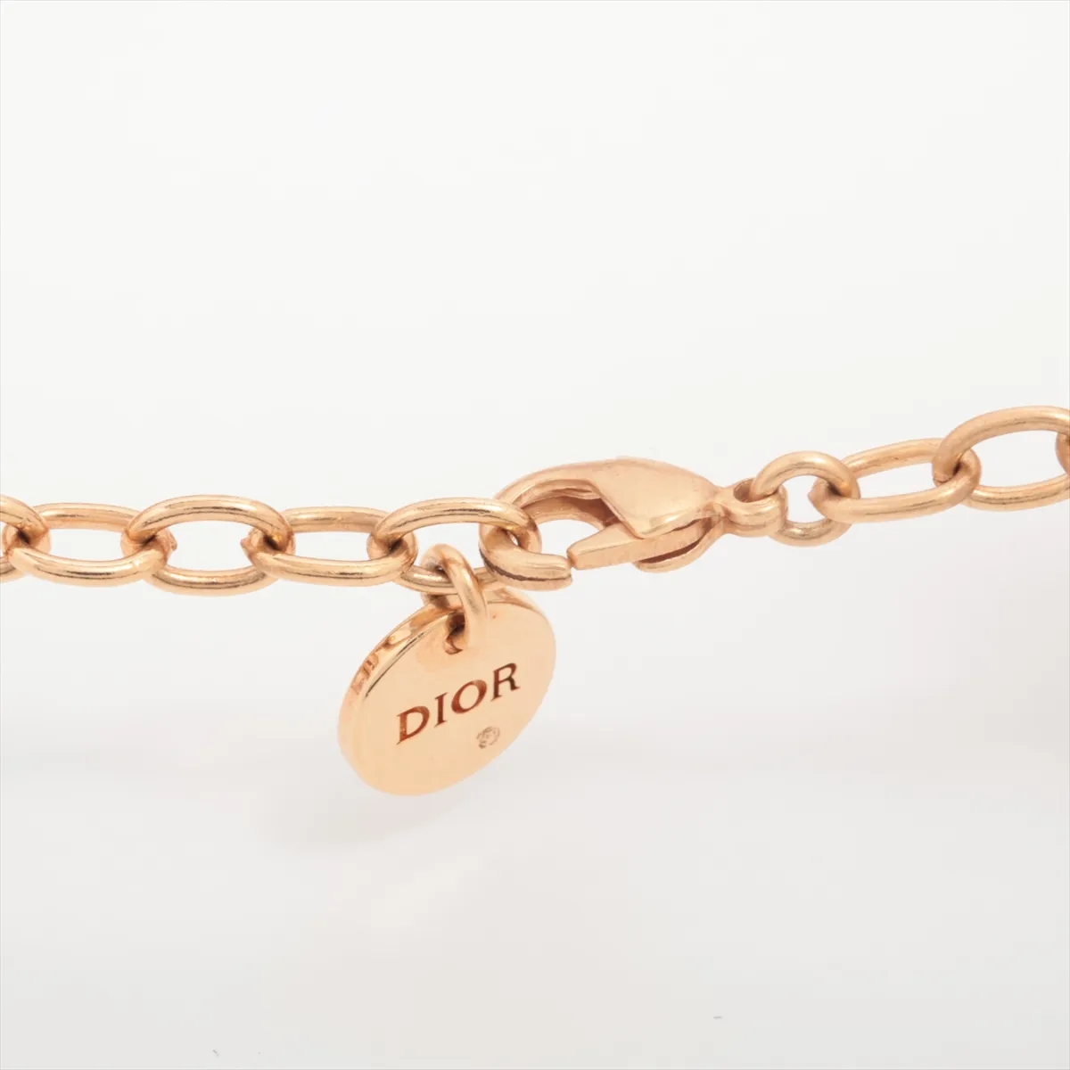 necklace, gold plated with faux pearls. Shows signs of wear, tarnishing, — view 4