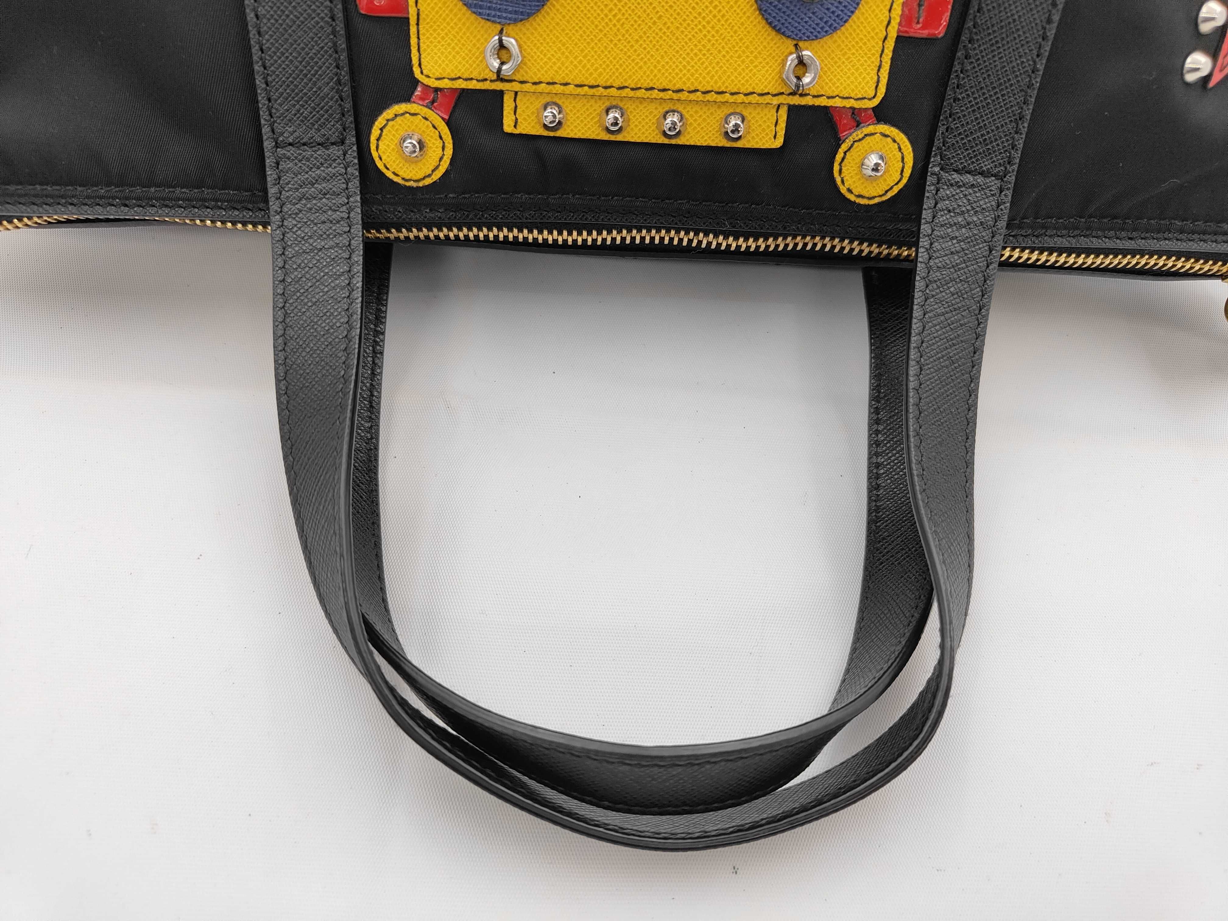 Nylon Black Robot Handbag with Shoulder Strap — view 3