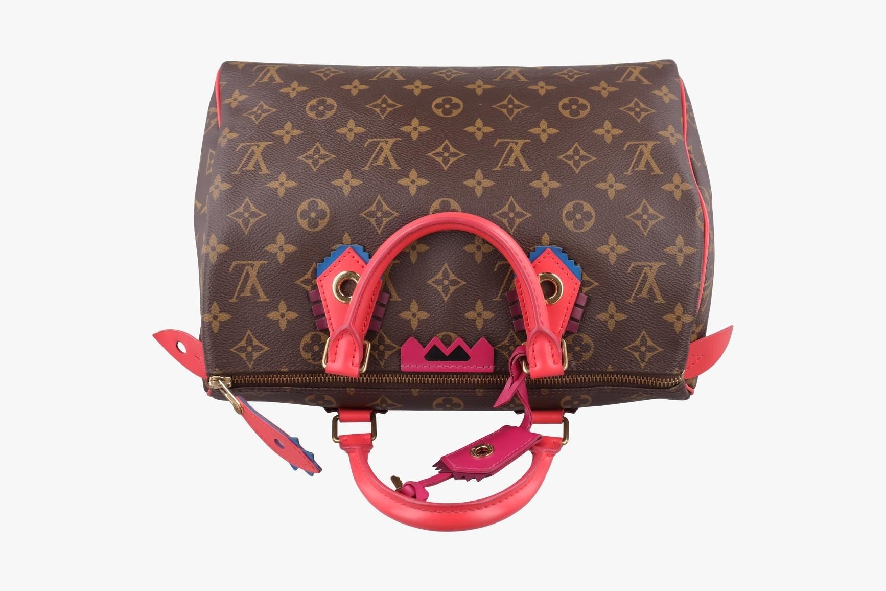 Speedy 30 Monogram Totem Monogram/Brown x Flamingo — view 5