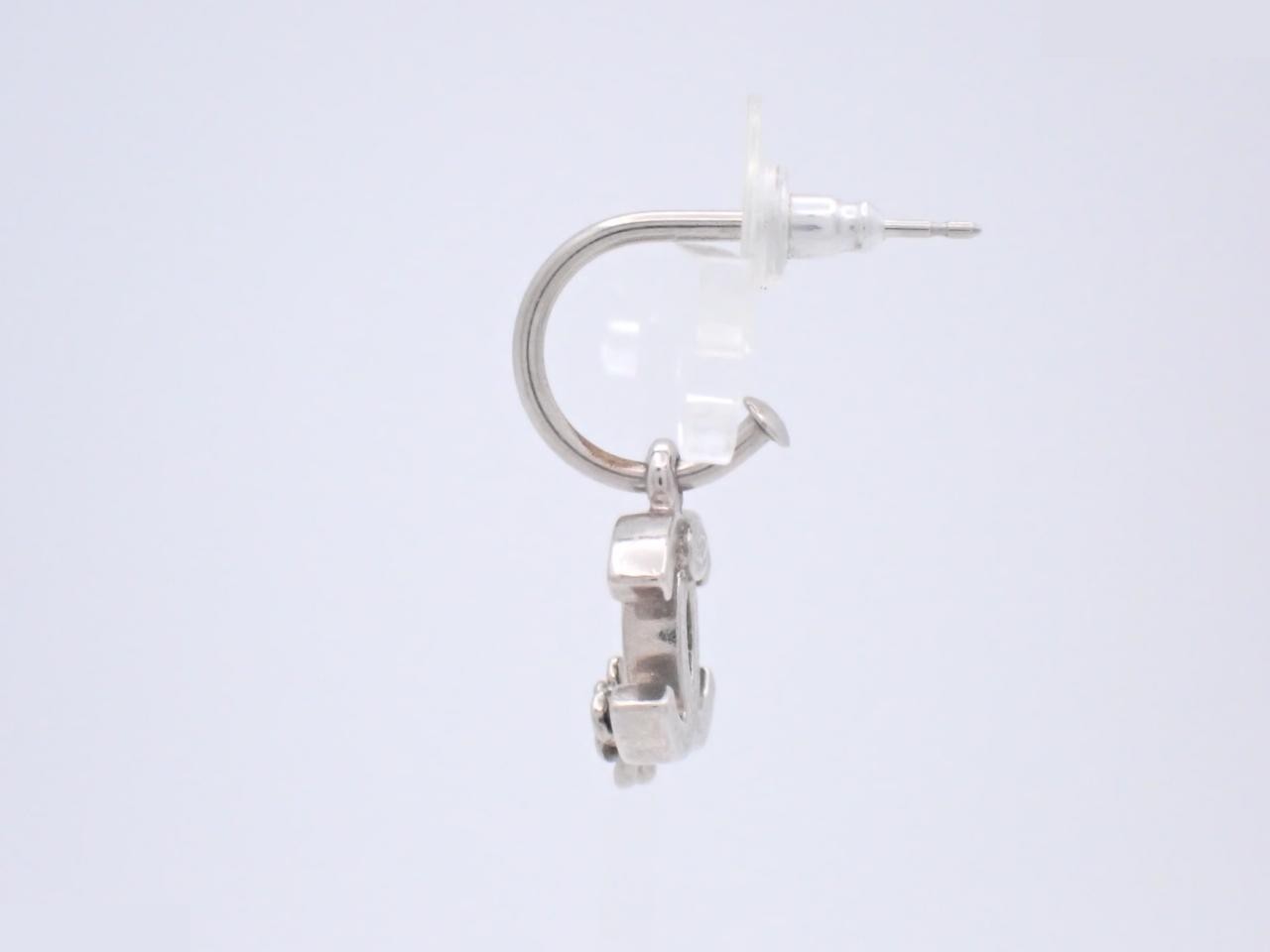 Earrings, Coco Mark flower design, black and silver. — view 3