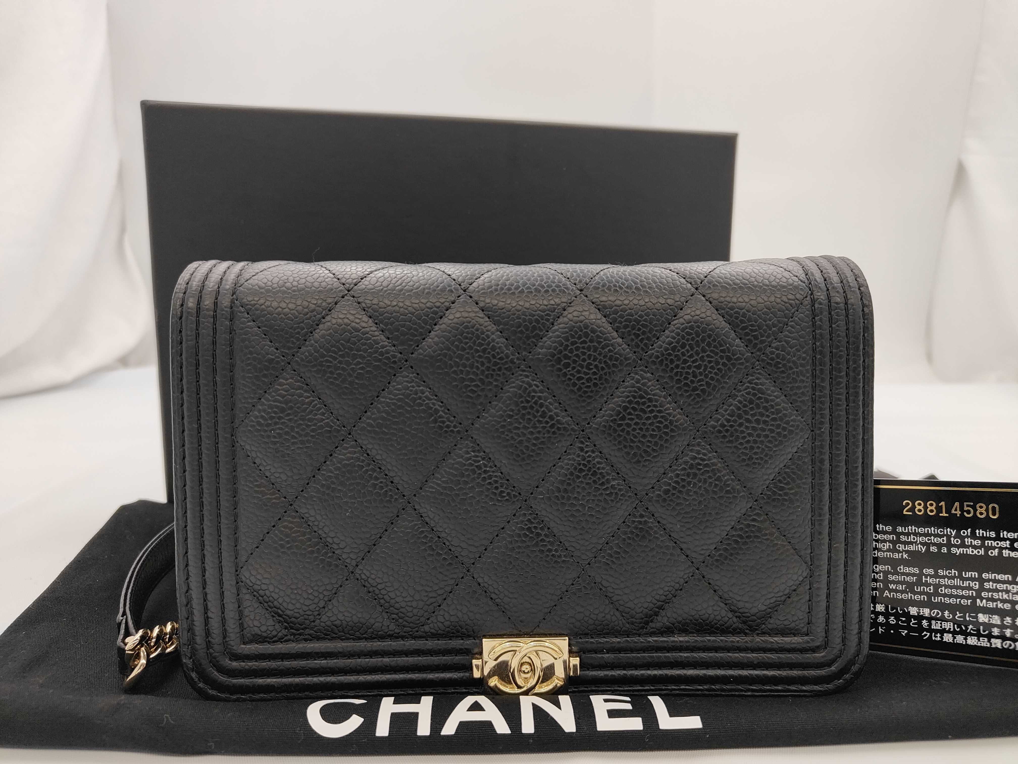 Boy Chanel Caviar Skin Chain Wallet AP1117 Gold Hardware Shoulder Bag