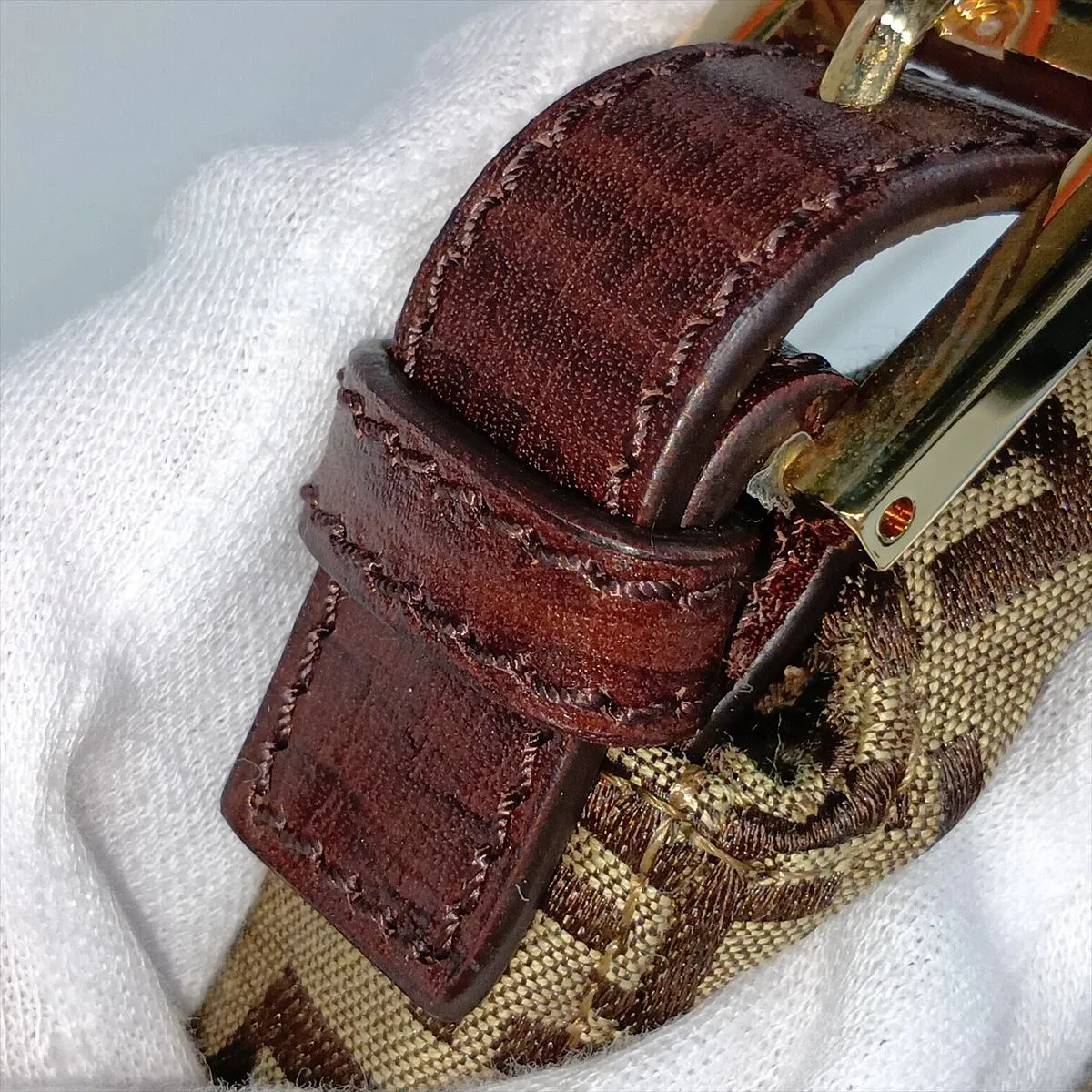Zucchino Mamma Bucket 8BR001 Canvas x Leather Shoulder Bag Brown — view 13