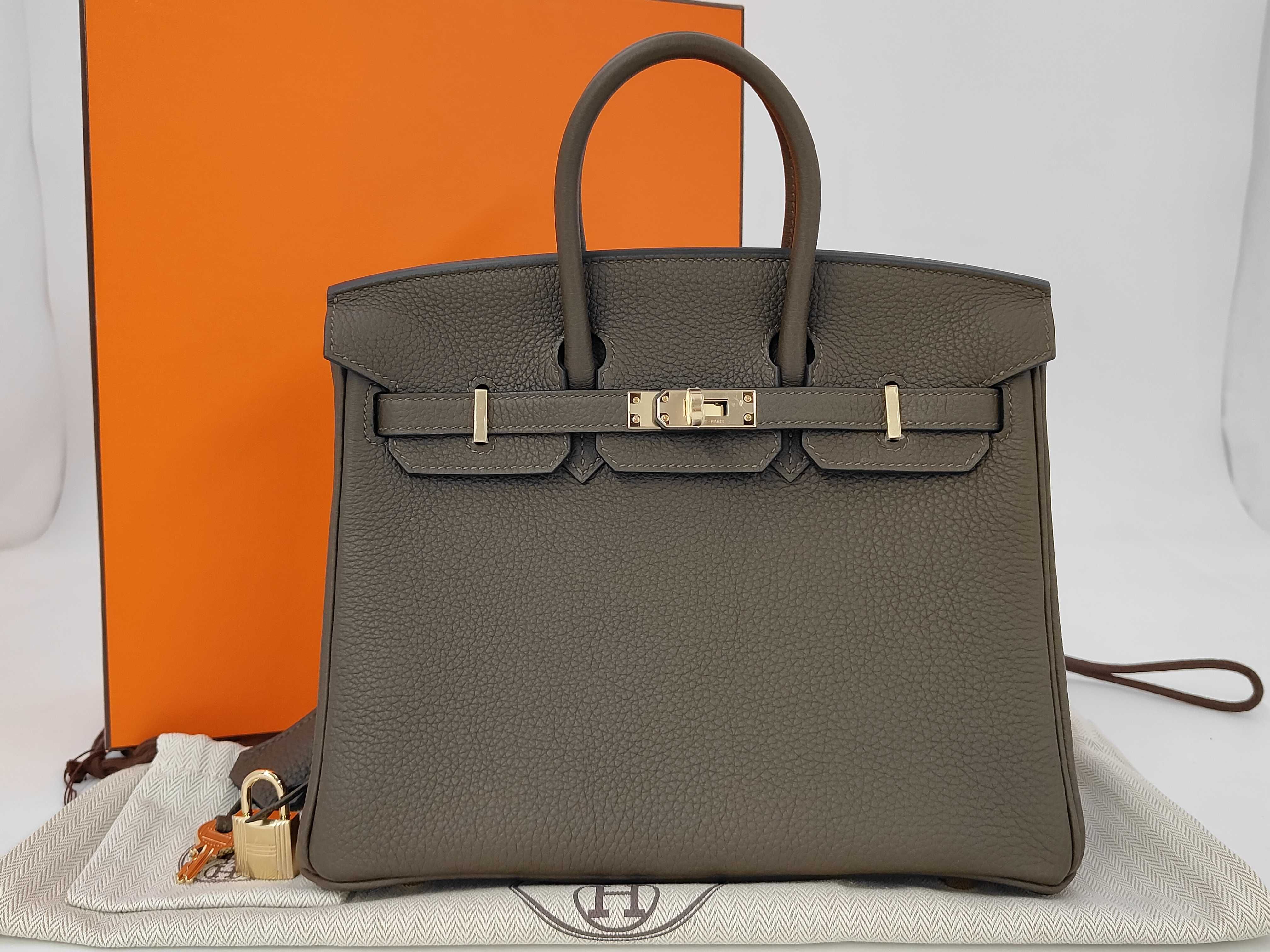Birkin 25 Togo Vert Roden Champagne Gold Hardware G Stamp Handbag