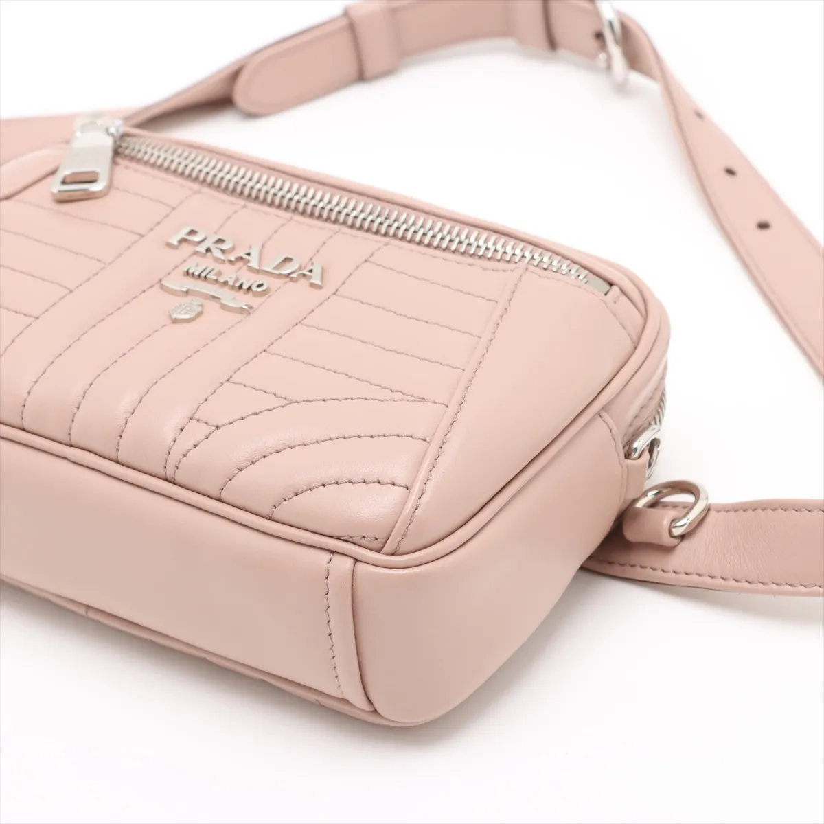 Leather 2WAY Waist Pouch Beige 1BL006 — view 3