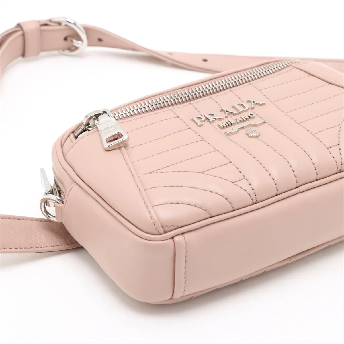 Leather 2WAY Waist Pouch Beige 1BL006 — view 4