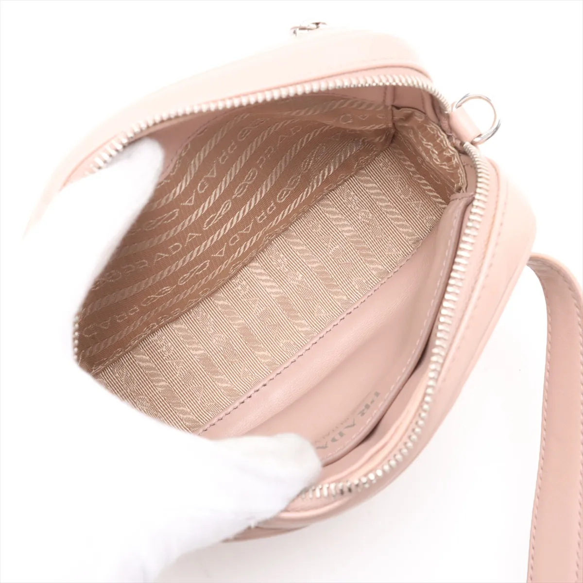 Leather 2WAY Waist Pouch Beige 1BL006 — view 7