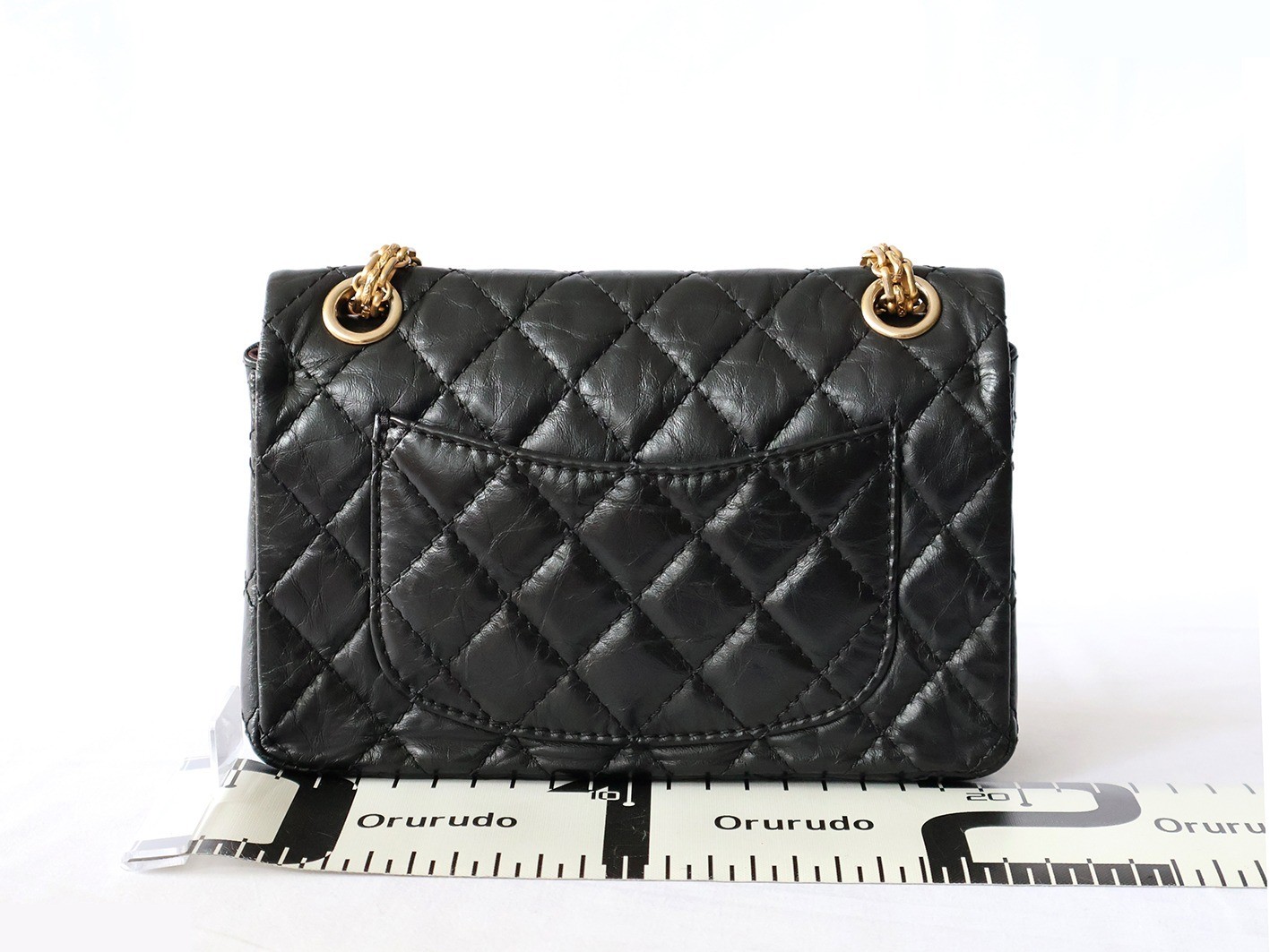 Mini Matelassé Double Flap Double Chain Shoulder Bag, Vintage Calfskin, Black — view 2