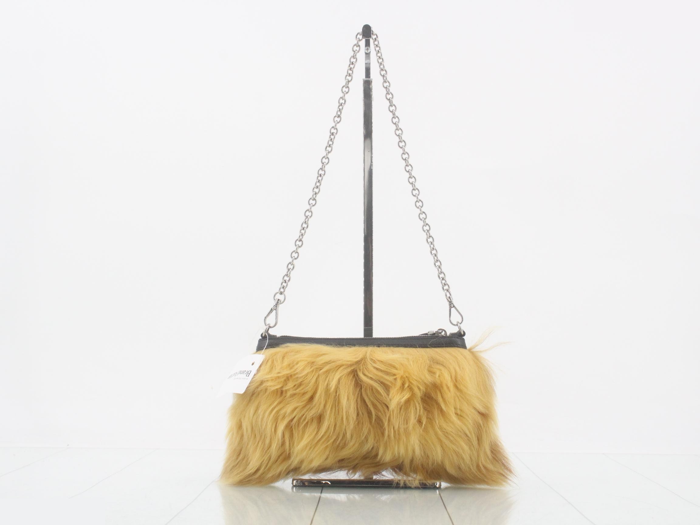 Other lines: Bags, Chain Shoulder Bag, Fur, Beige — view 2