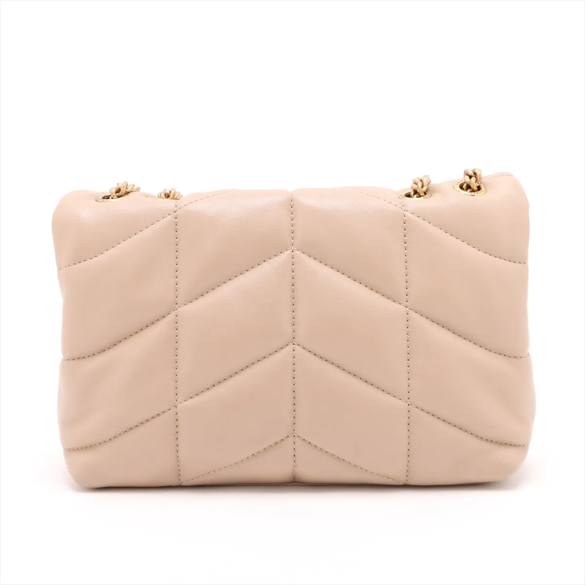Puffer Leather Chain Shoulder Bag Beige 759337 — view 2