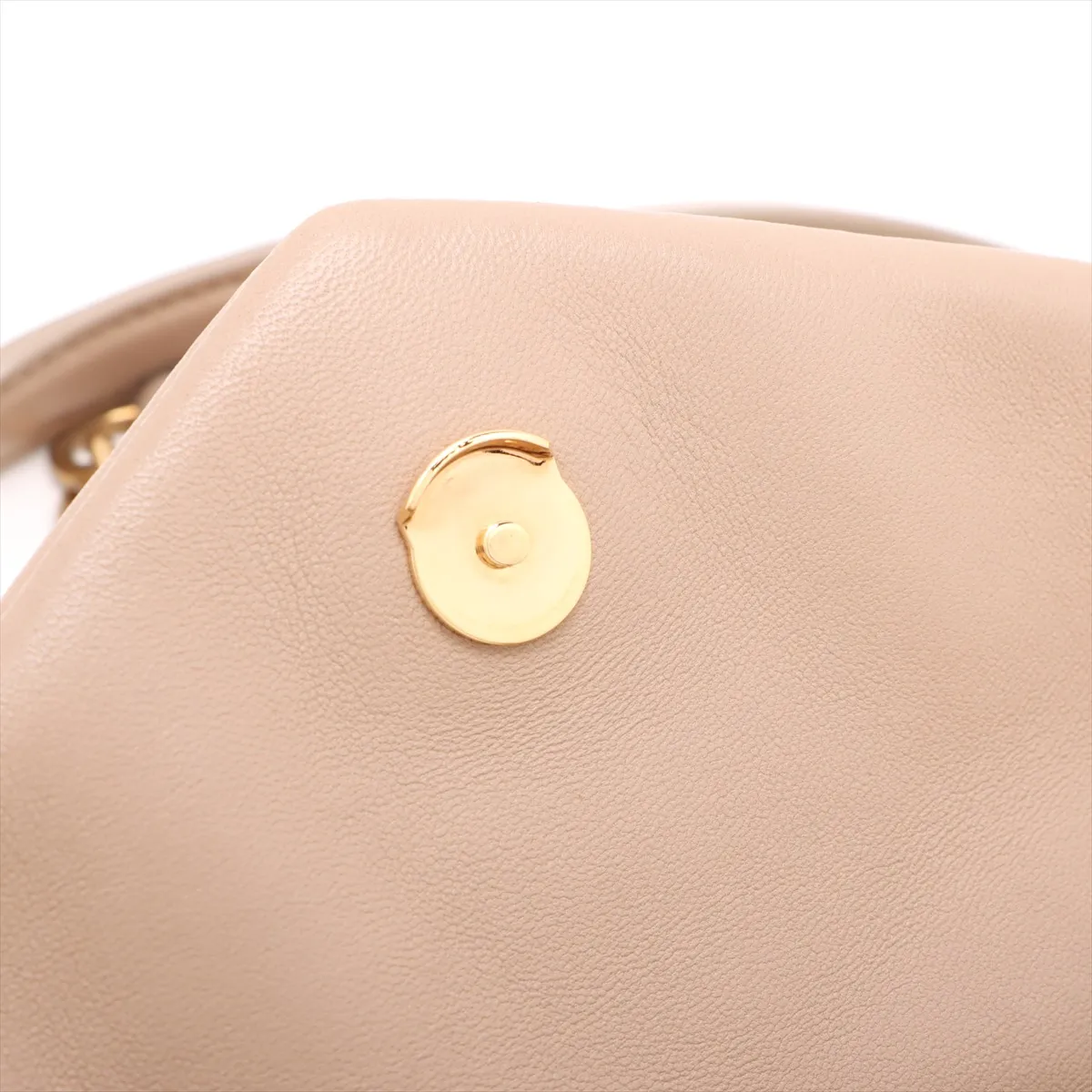 Puffer Leather Chain Shoulder Bag Beige 759337 — view 11