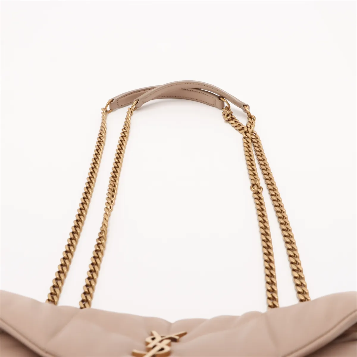 Puffer Leather Chain Shoulder Bag Beige 759337 — view 6