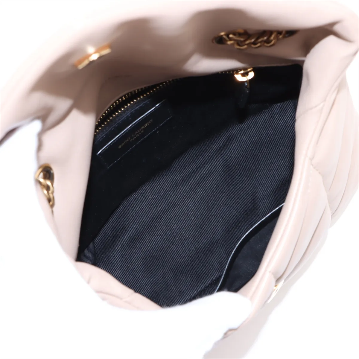 Puffer Leather Chain Shoulder Bag Beige 759337 — view 7