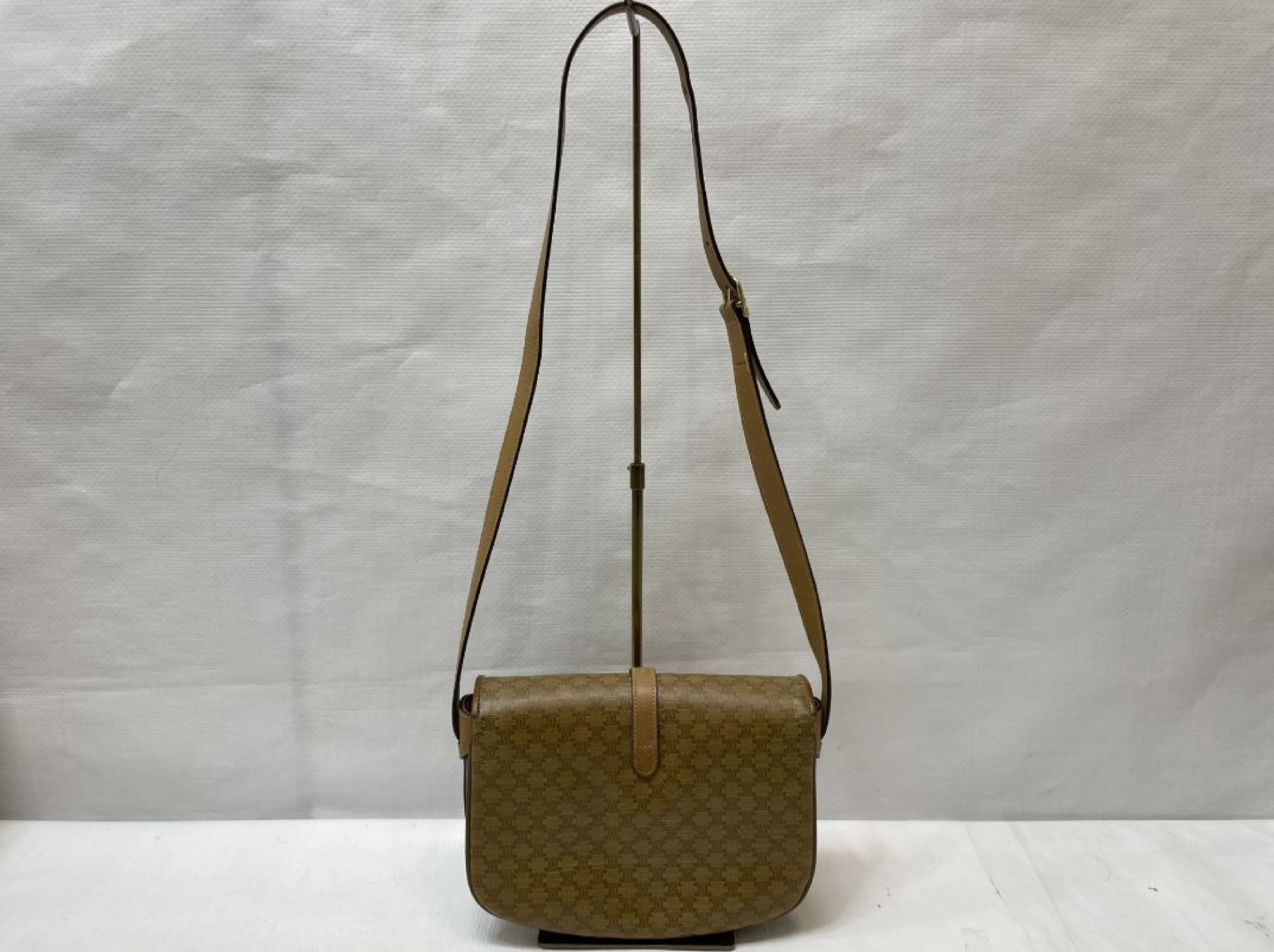 Triomphe Macadam Pattern Beige Shoulder Bag — view 2