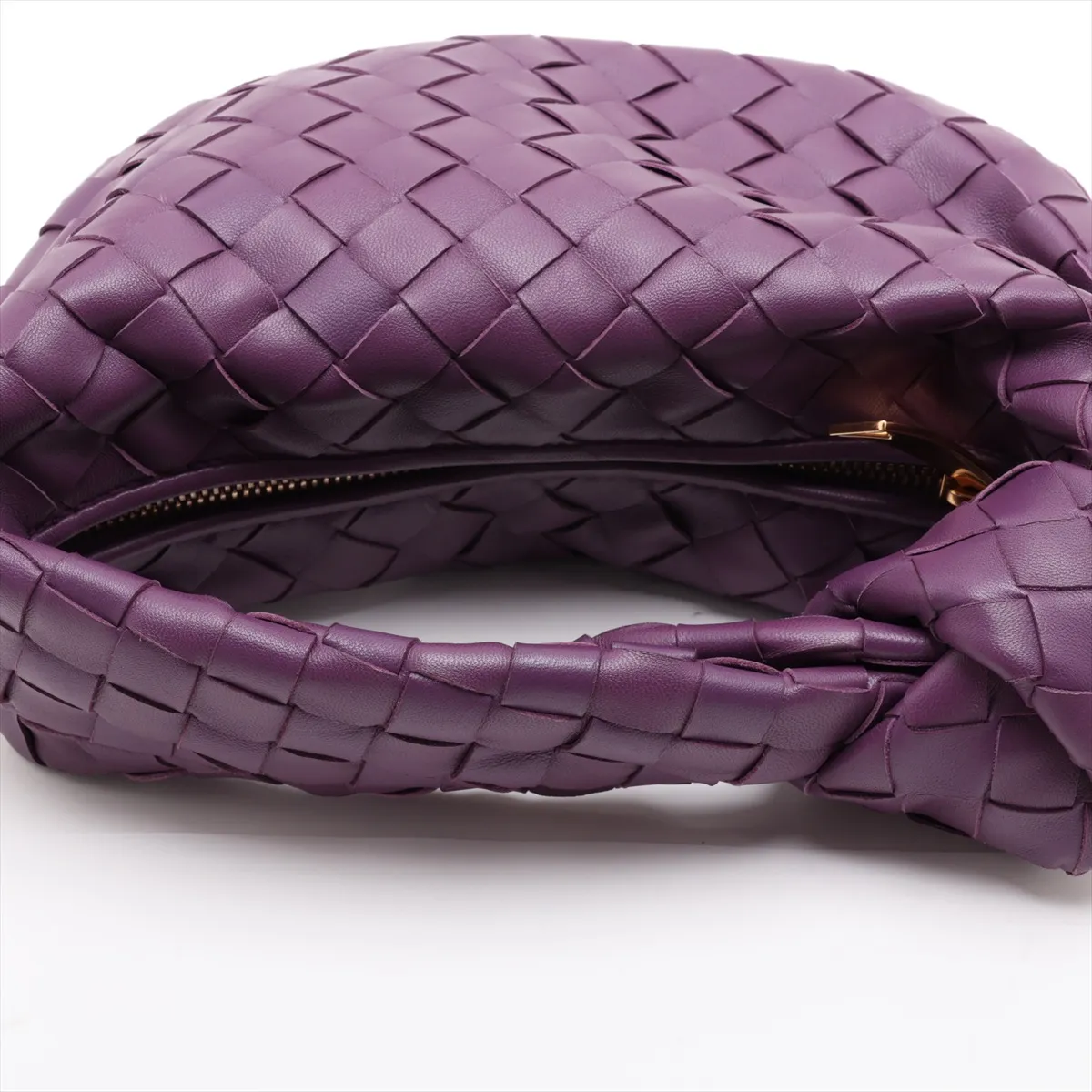 Intrecciato Mini Jodie Leather Handbag, Purple — view 5
