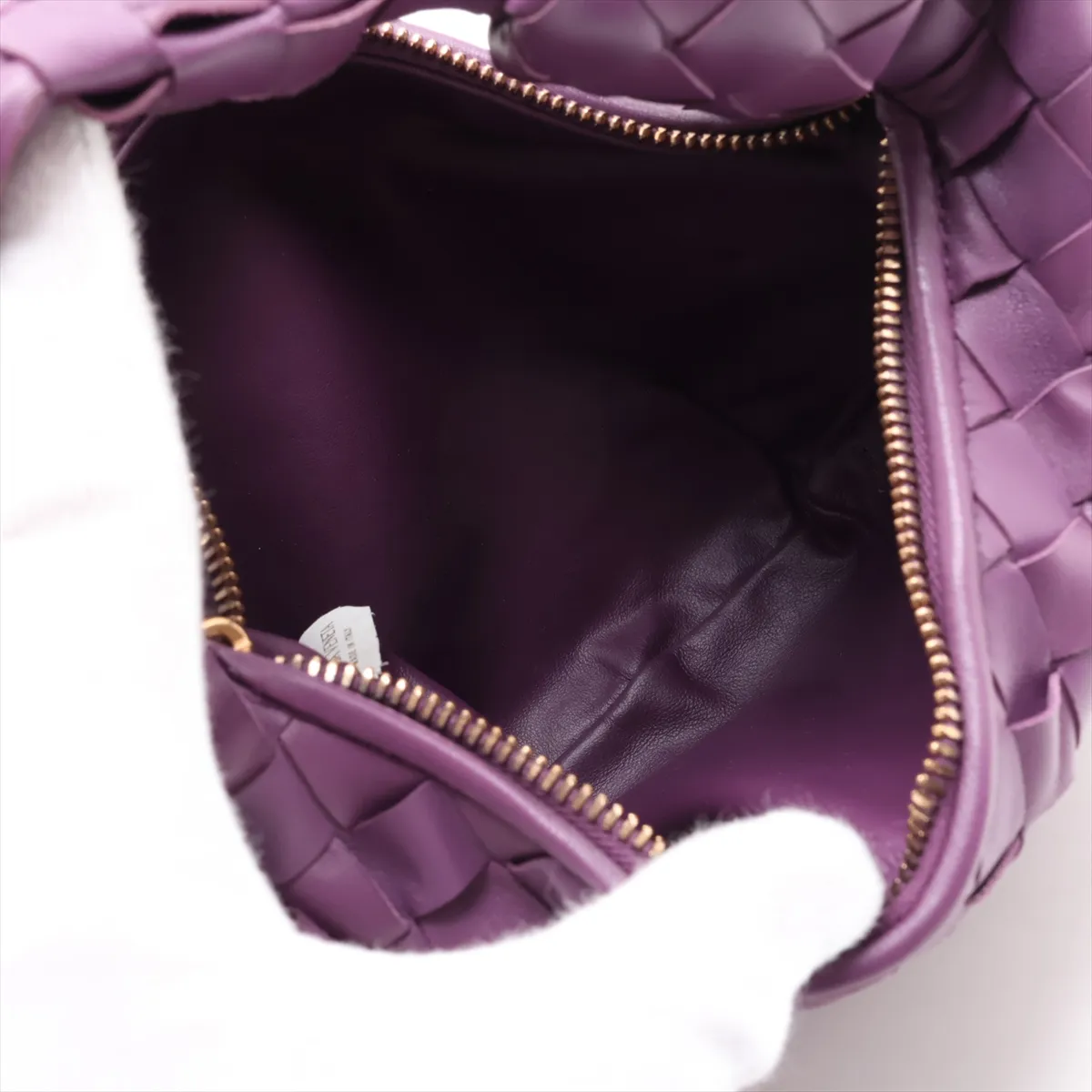Intrecciato Mini Jodie Leather Handbag, Purple — view 7