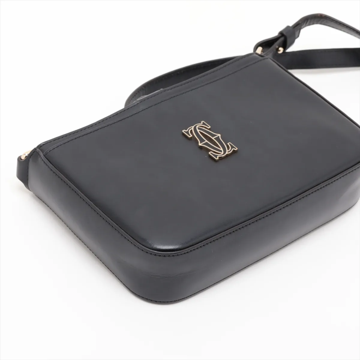 Leather Shoulder Bag, Black — view 4
