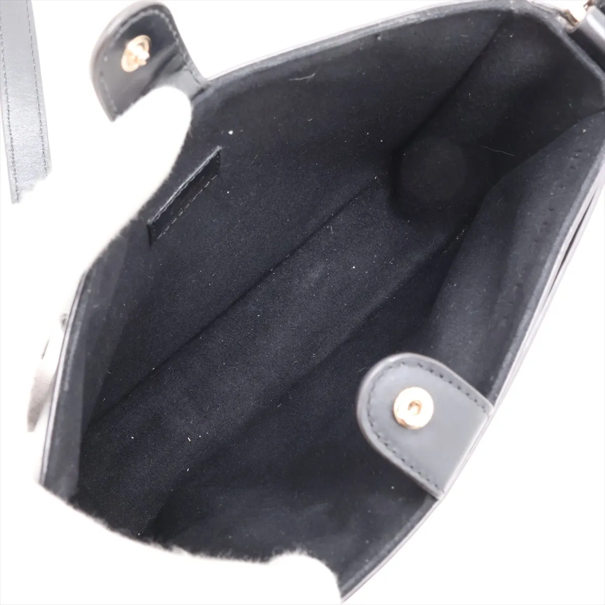 Leather Shoulder Bag, Black — view 6