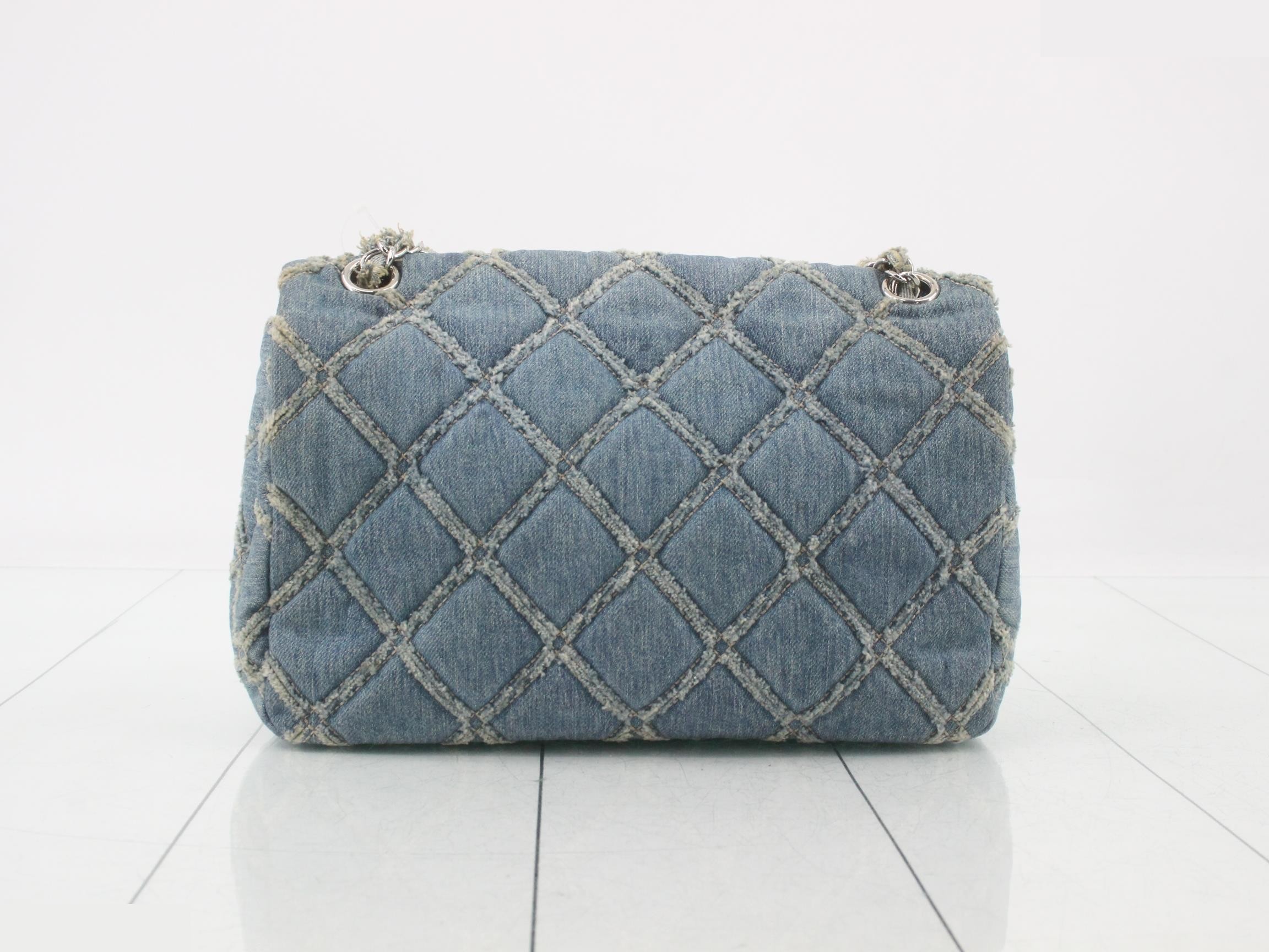denim mini matelassé shoulder bag — view 2