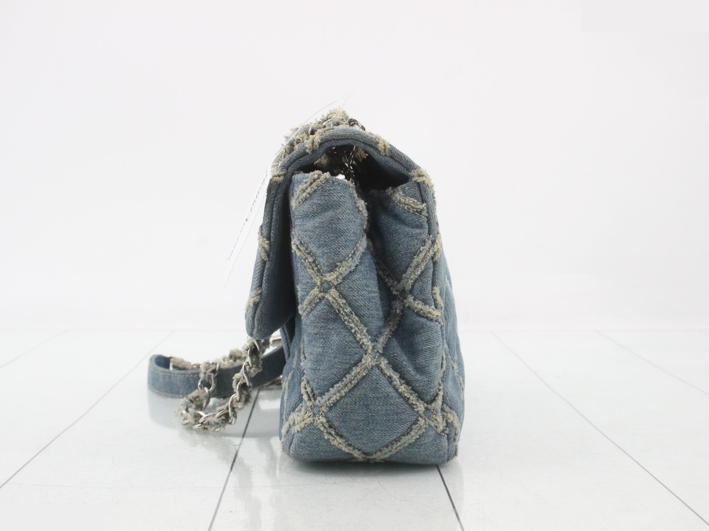 denim mini matelassé shoulder bag — view 3