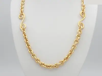 Logo Big Chain Necklace, Neck Circumference Approx. 92cm