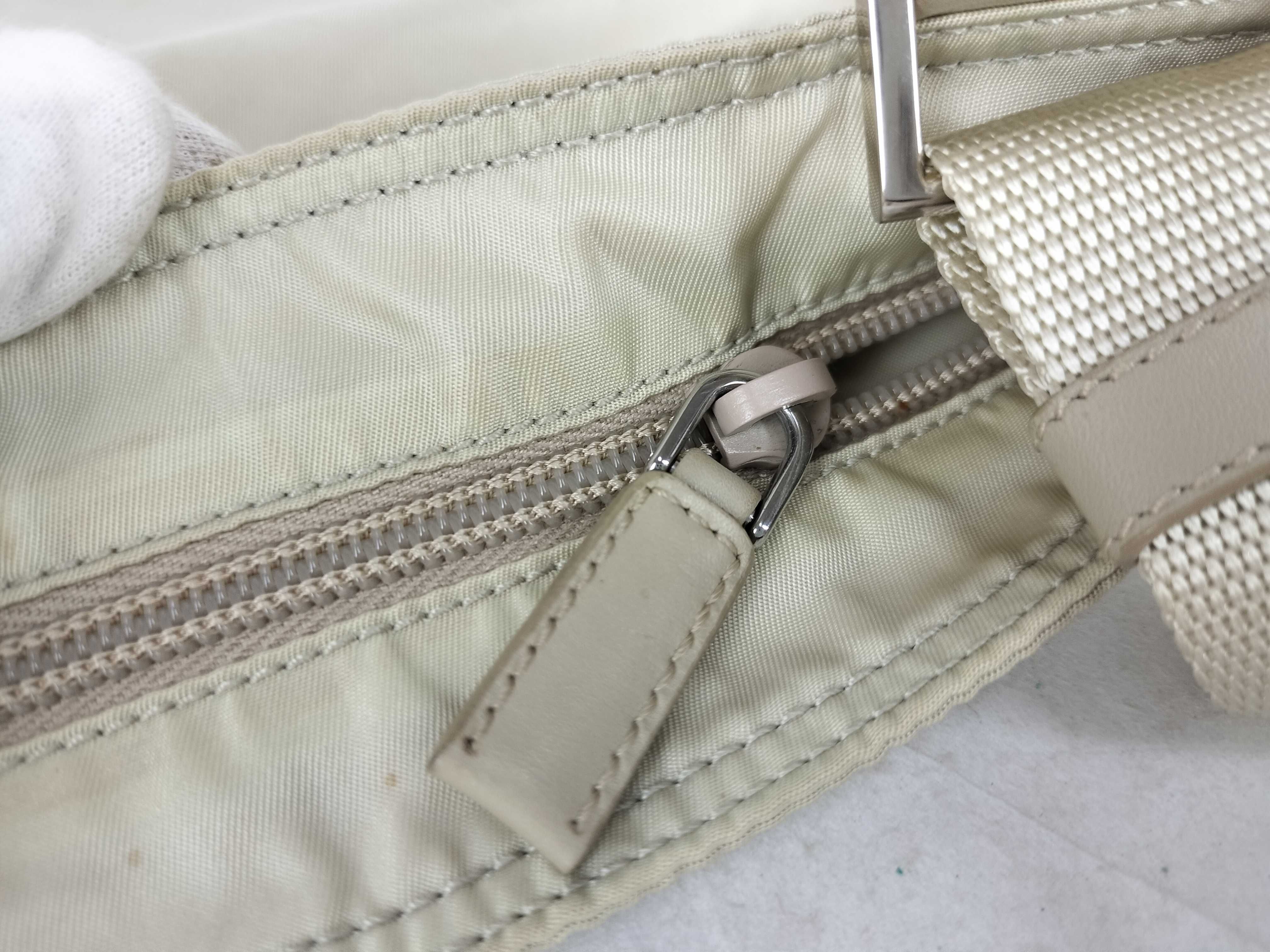 Nylon Shoulder Bag, Beige — view 13