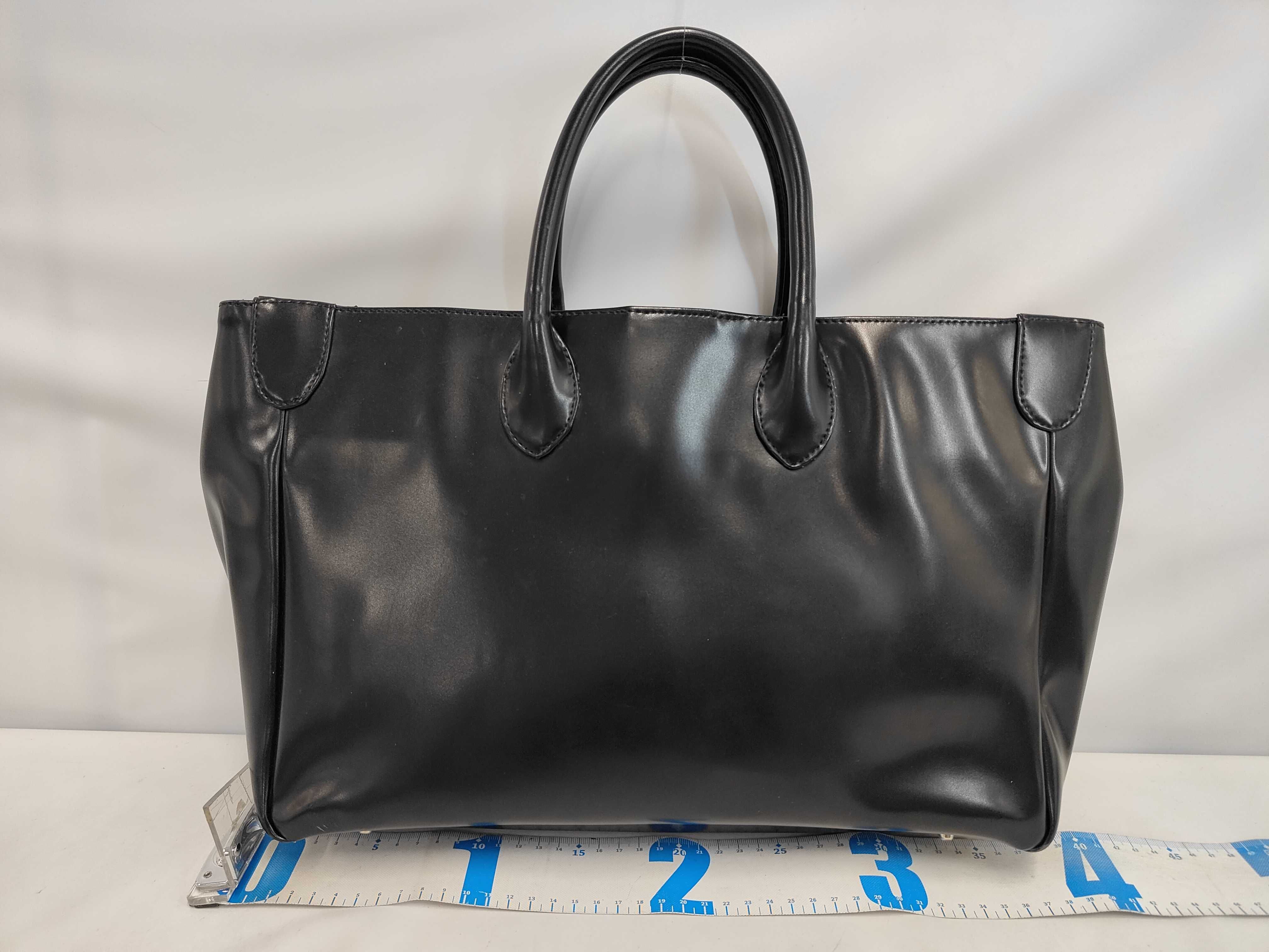 Calf Leather Tote Bag, Black Tote Bag — view 2