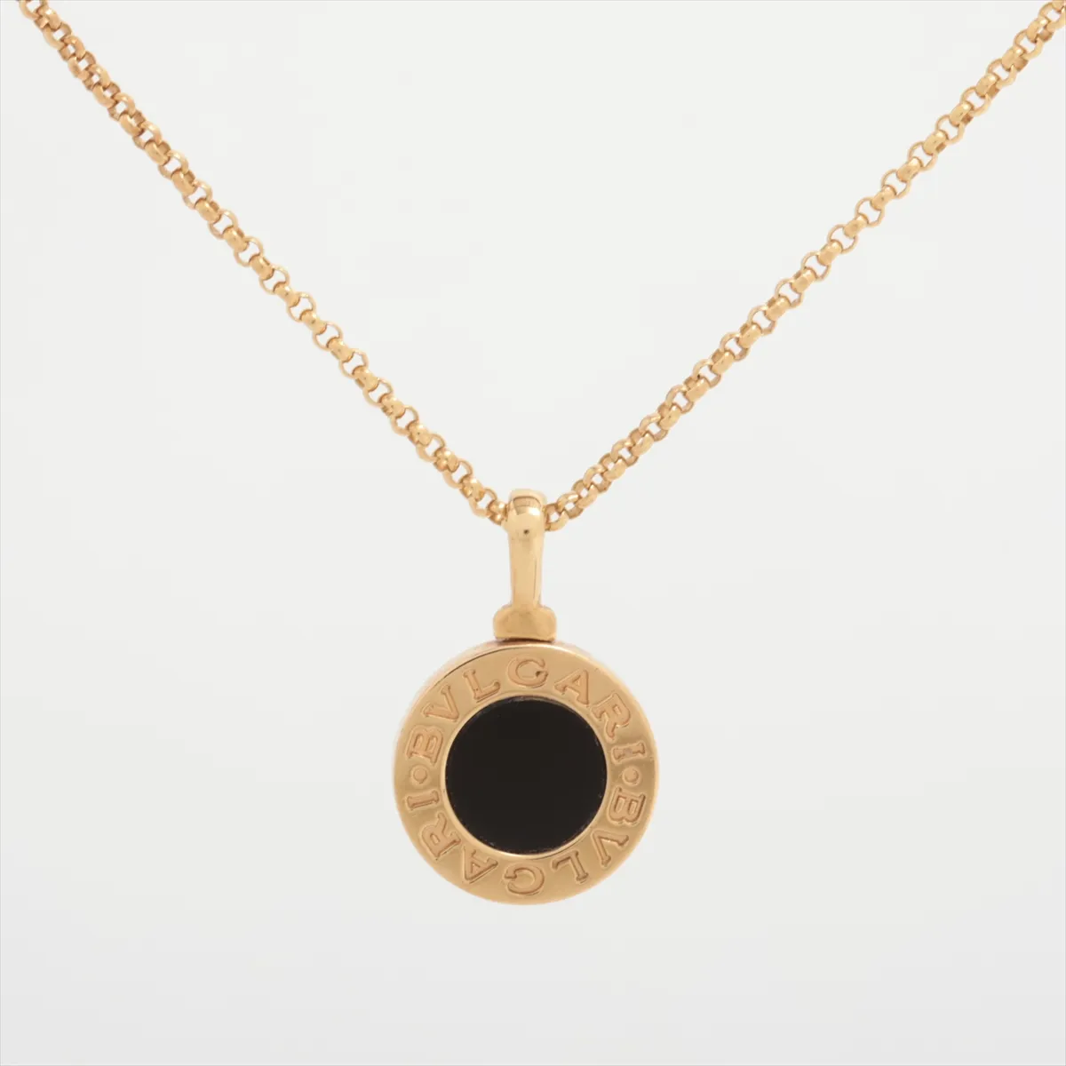 Onyx Necklace 750 (YG) 6.0g NKR9YL Small chip on stone, — view 2