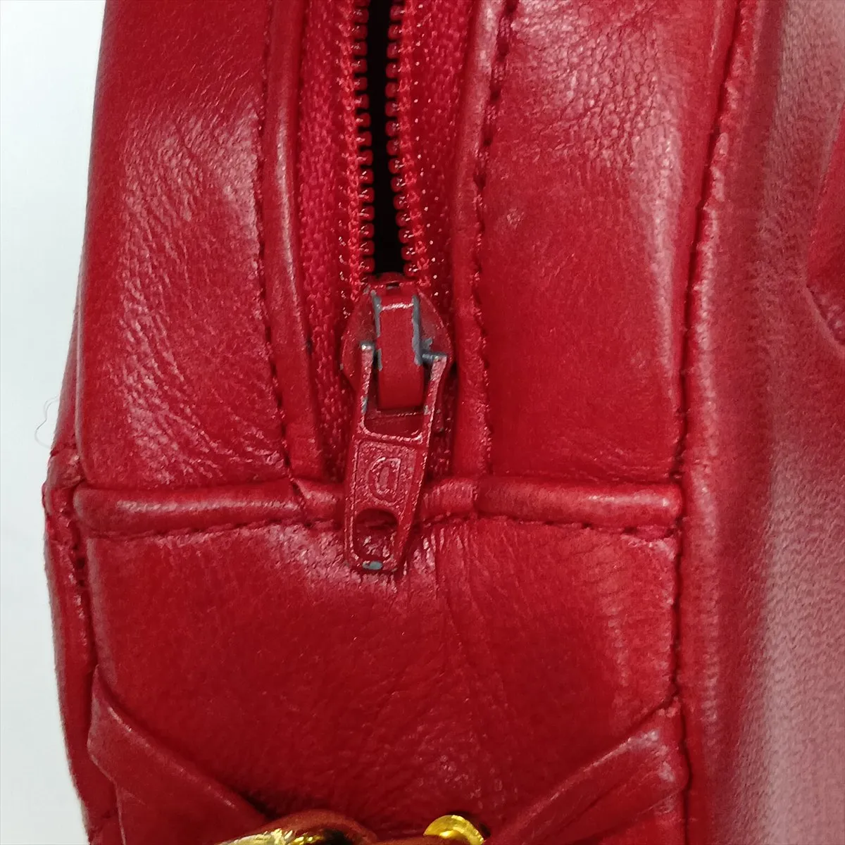 Coco Mark Lambskin Chain Shoulder Bag, Round, Red, Gold Hardware, 0490621 (Serial Number 0) — view 12