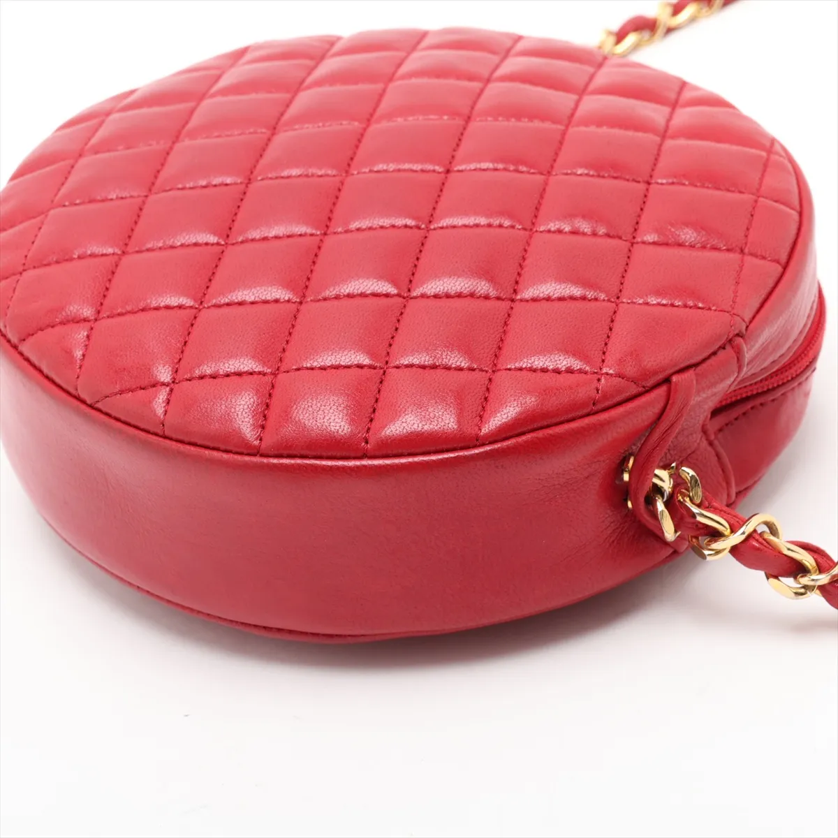 Coco Mark Lambskin Chain Shoulder Bag, Round, Red, Gold Hardware, 0490621 (Serial Number 0) — view 3