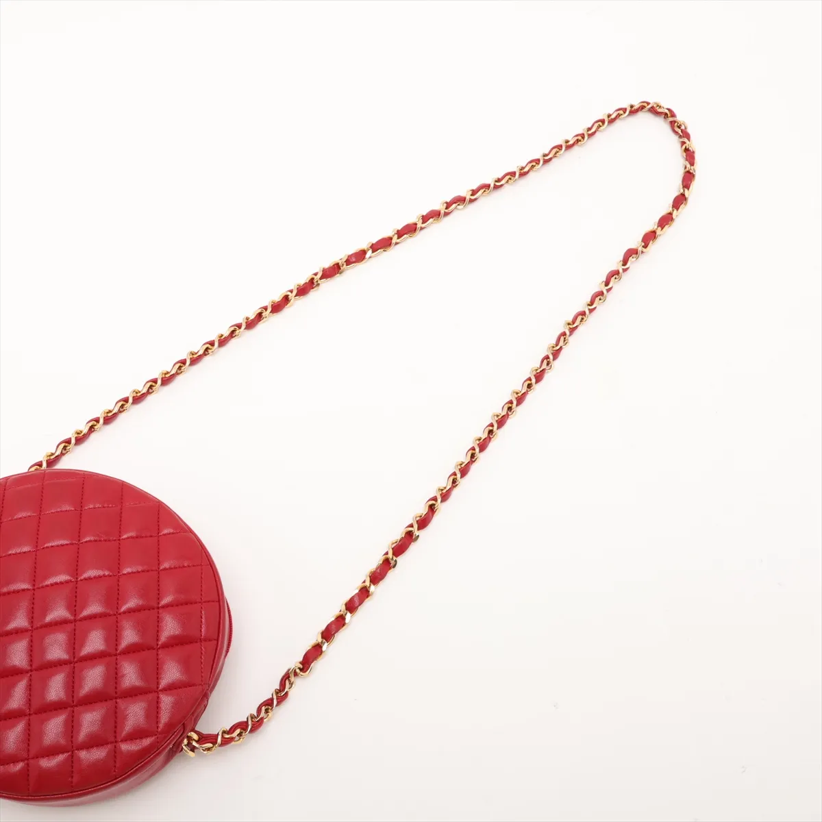 Coco Mark Lambskin Chain Shoulder Bag, Round, Red, Gold Hardware, 0490621 (Serial Number 0) — view 5