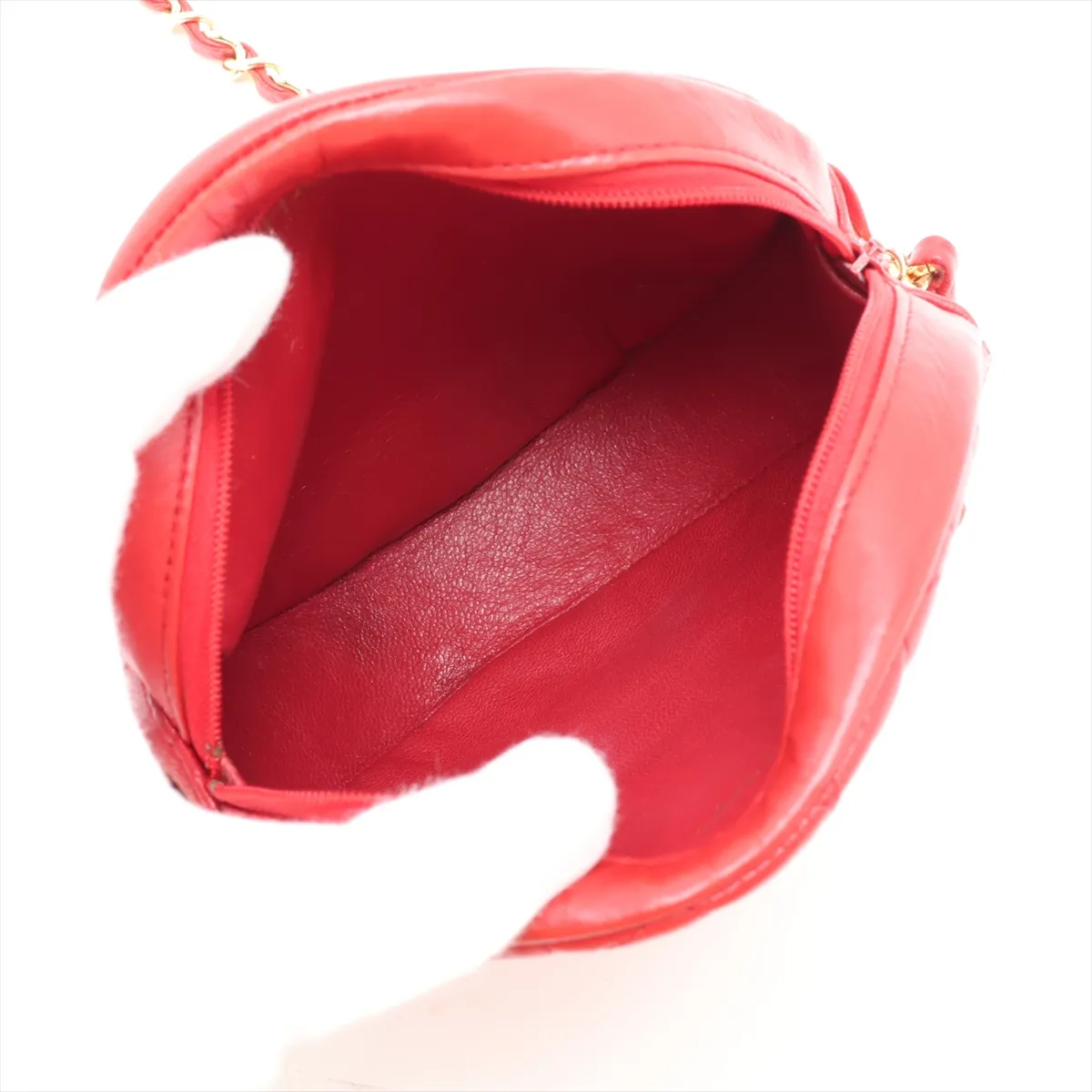 Coco Mark Lambskin Chain Shoulder Bag, Round, Red, Gold Hardware, 0490621 (Serial Number 0) — view 6