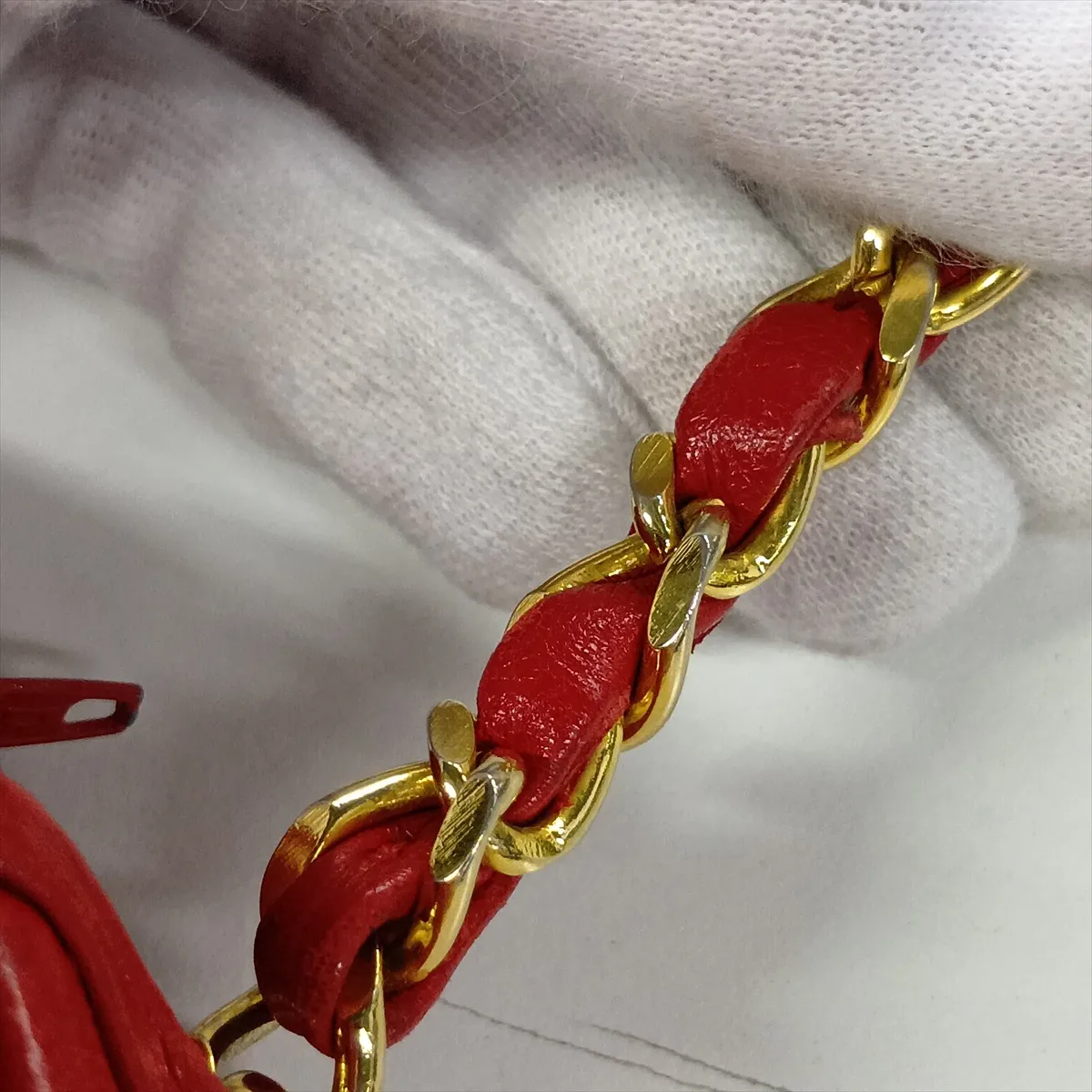 Coco Mark Lambskin Chain Shoulder Bag, Round, Red, Gold Hardware, 0490621 (Serial Number 0) — view 10