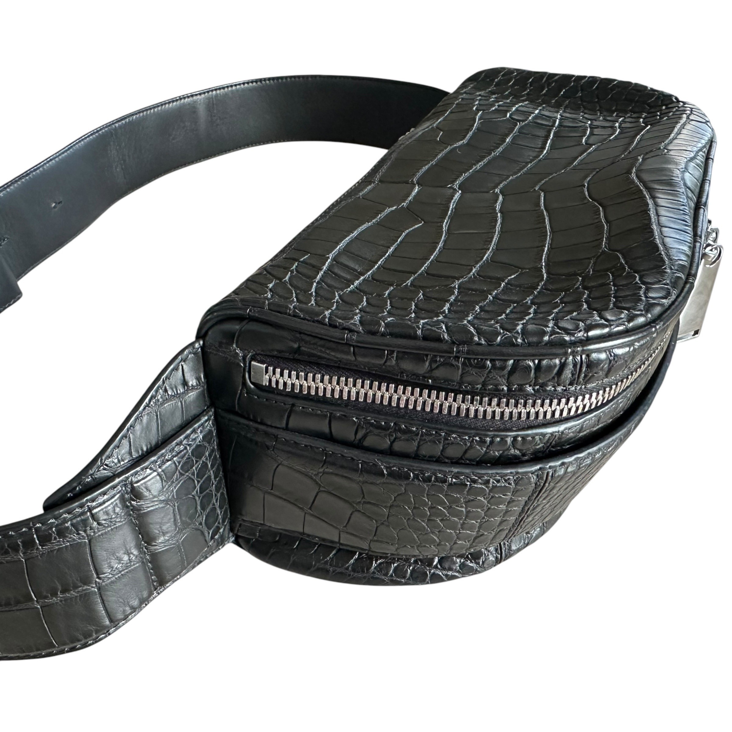 Crocodile waist bag, body bag, shoulder bag, black — view 2