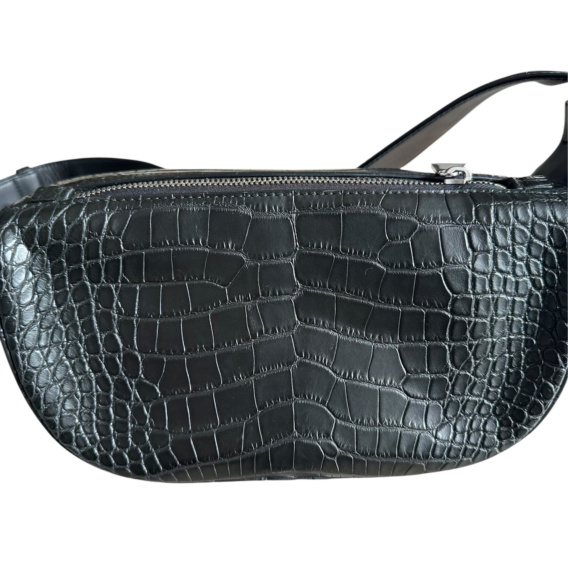 Crocodile waist bag, body bag, shoulder bag, black — view 4