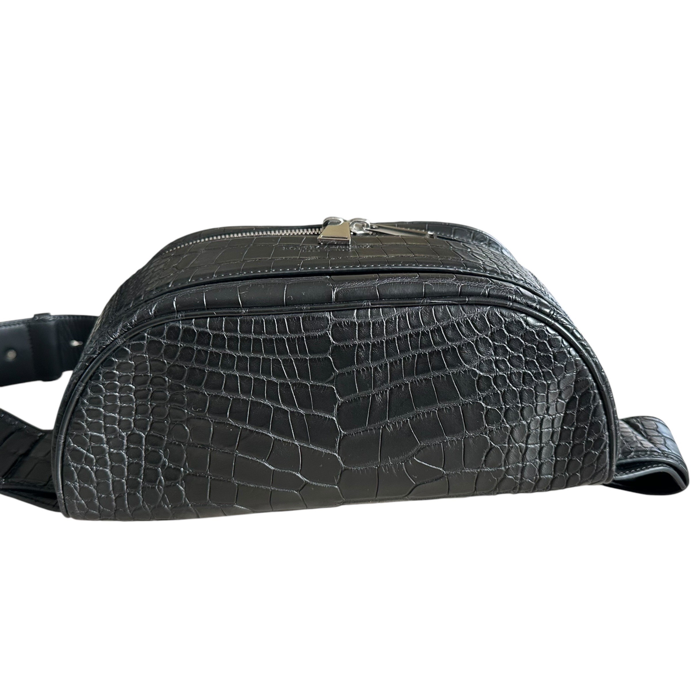 Crocodile waist bag, body bag, shoulder bag, black — view 5