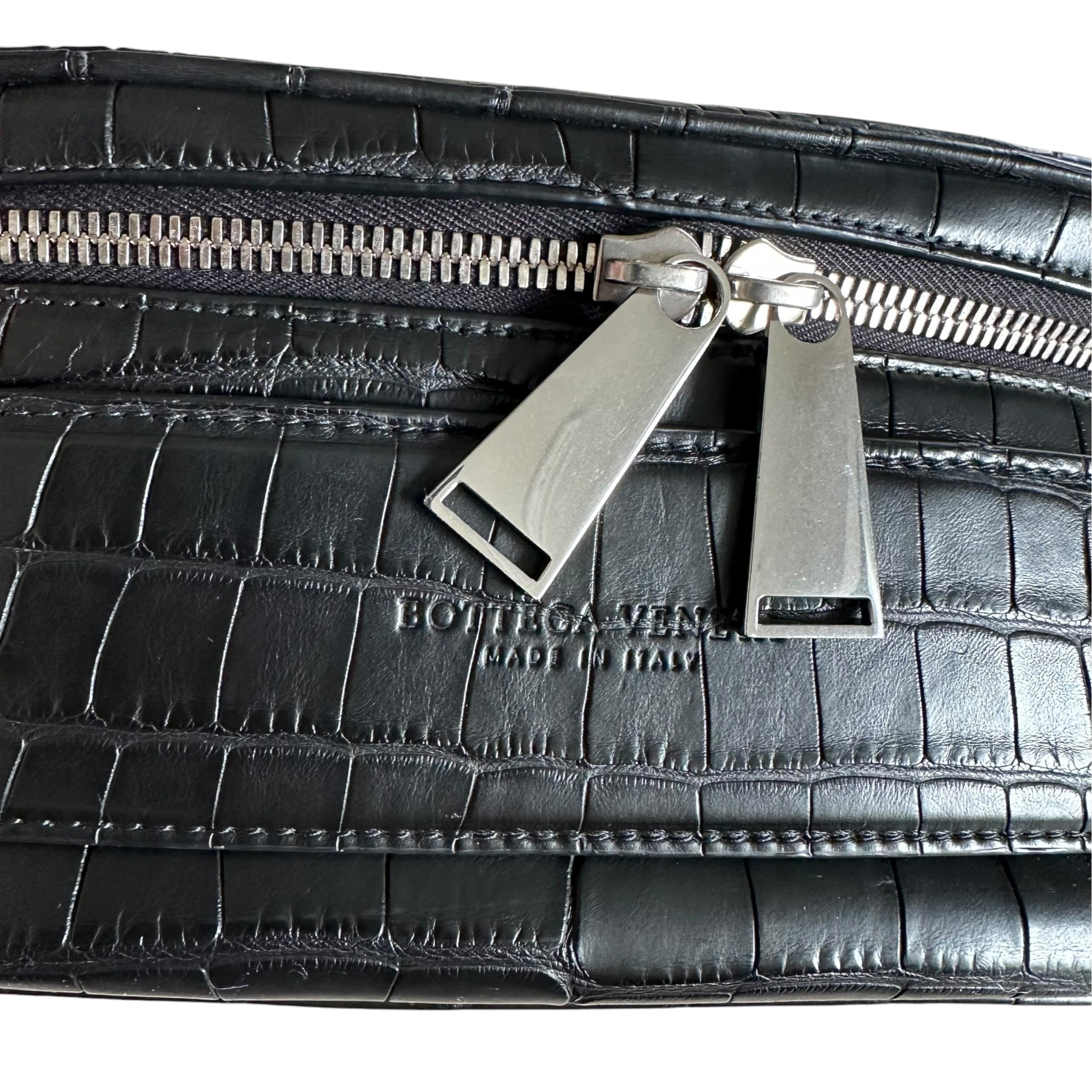 Crocodile waist bag, body bag, shoulder bag, black — view 6