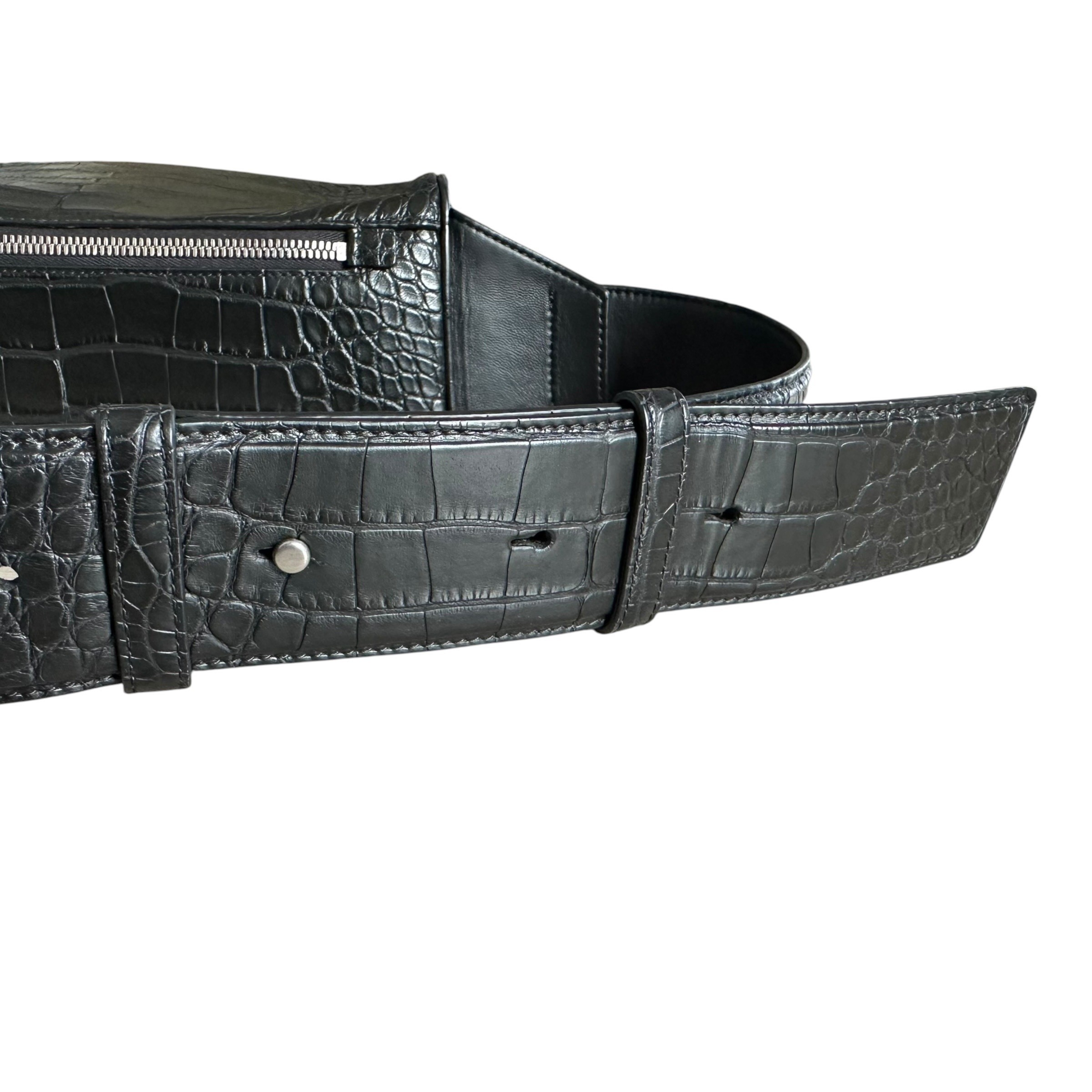 Crocodile waist bag, body bag, shoulder bag, black — view 8