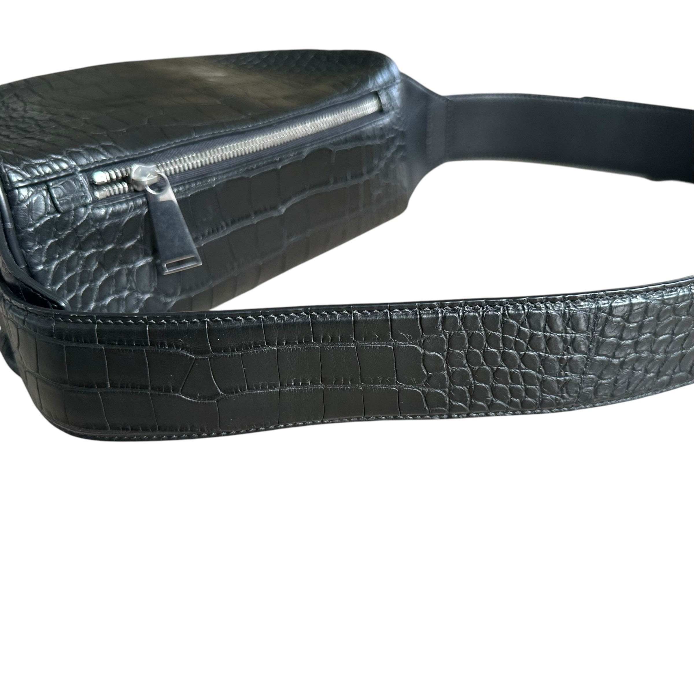 Crocodile waist bag, body bag, shoulder bag, black — view 9