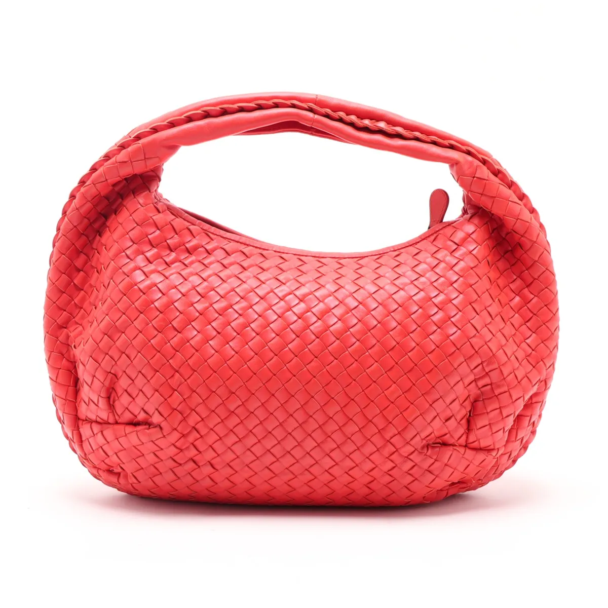 Intrecciato Hobo 232499 Leather Shoulder Bag Orange with Mirror — view 2
