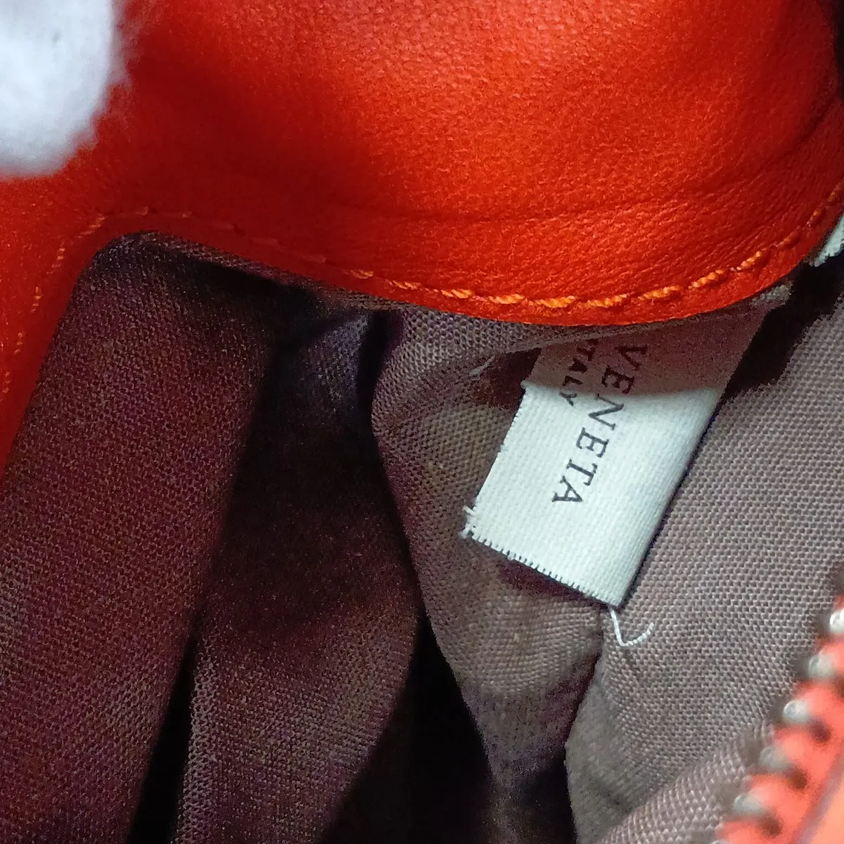 Intrecciato Hobo 232499 Leather Shoulder Bag Orange with Mirror — view 15