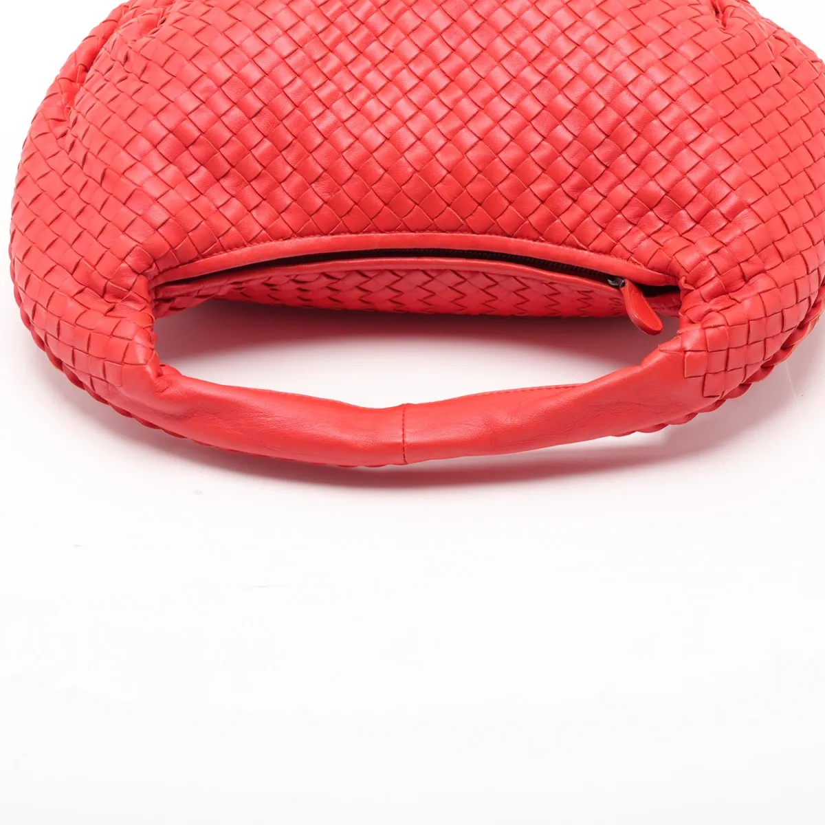 Intrecciato Hobo 232499 Leather Shoulder Bag Orange with Mirror — view 5