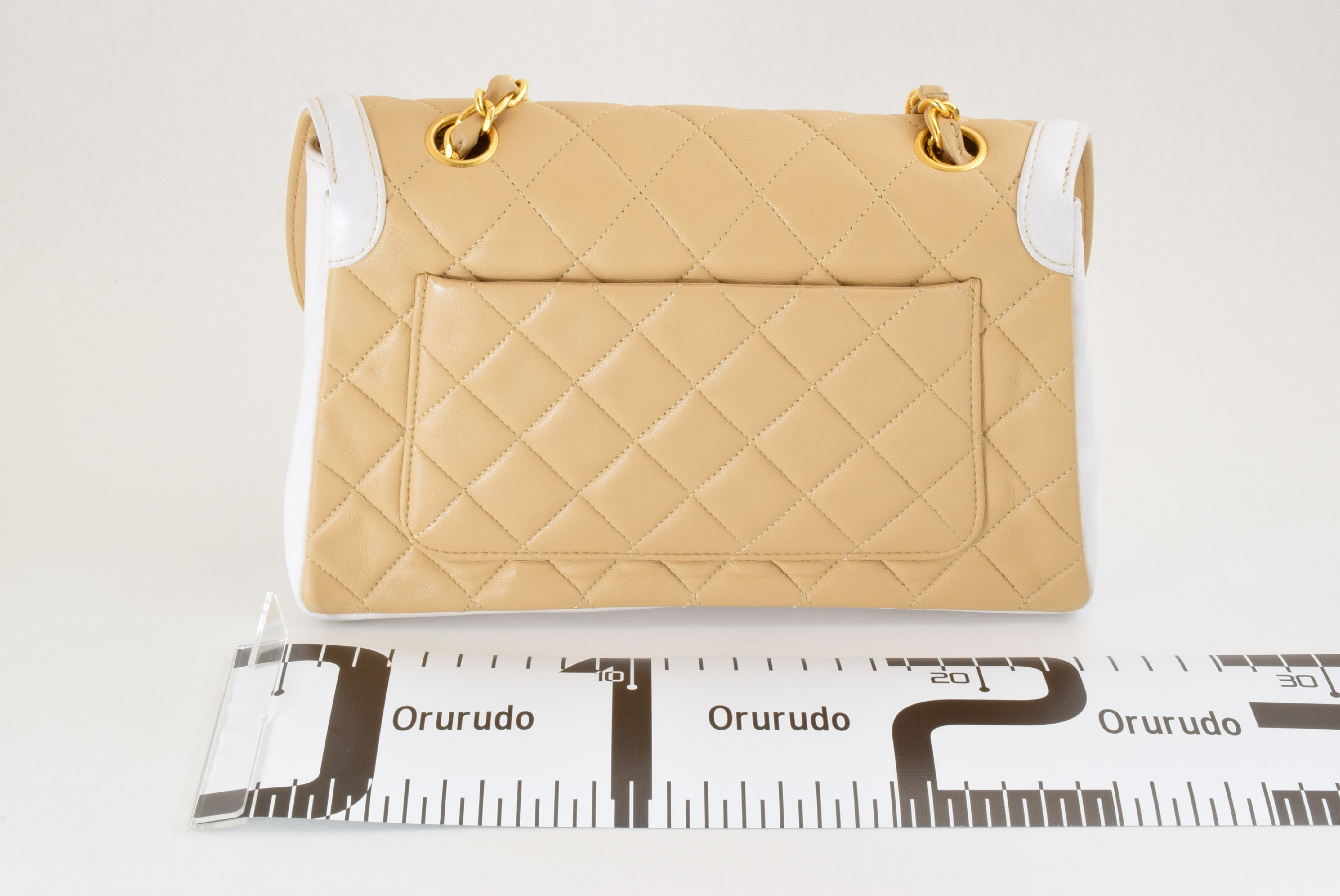 Matelassé Bicolor Chain Shoulder Bag with Gold Hardware — view 2