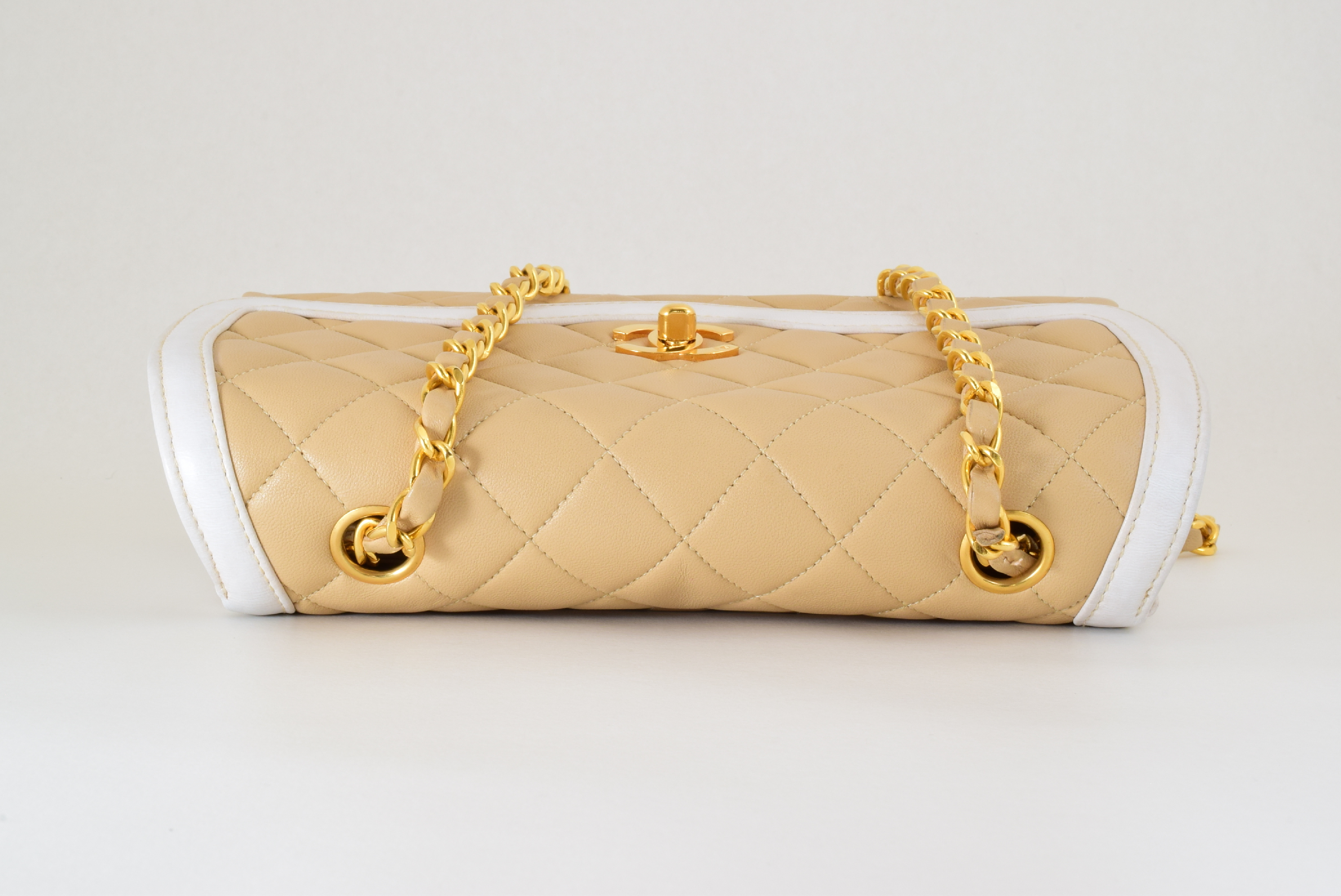 Matelassé Bicolor Chain Shoulder Bag with Gold Hardware — view 3