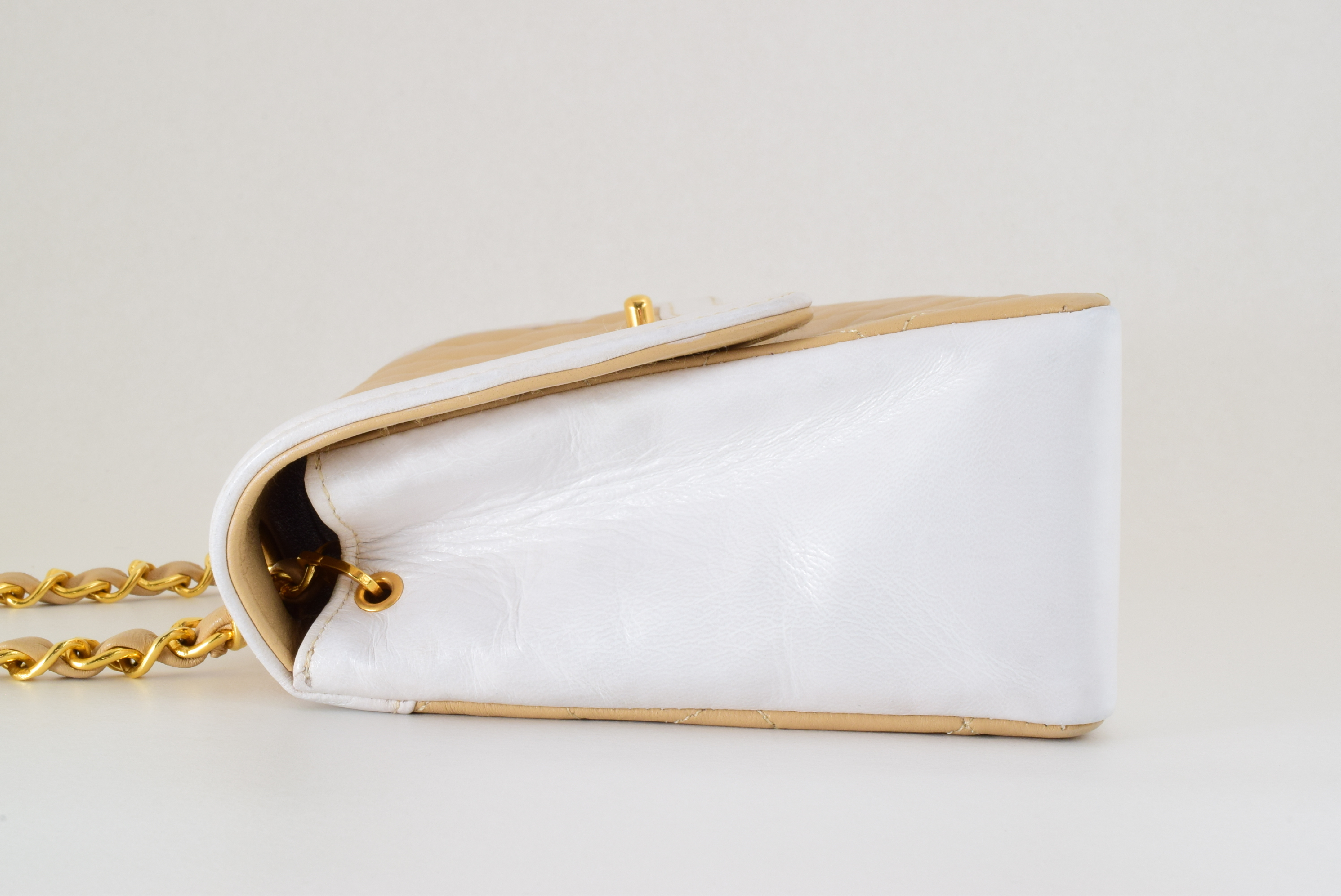 Matelassé Bicolor Chain Shoulder Bag with Gold Hardware — view 4
